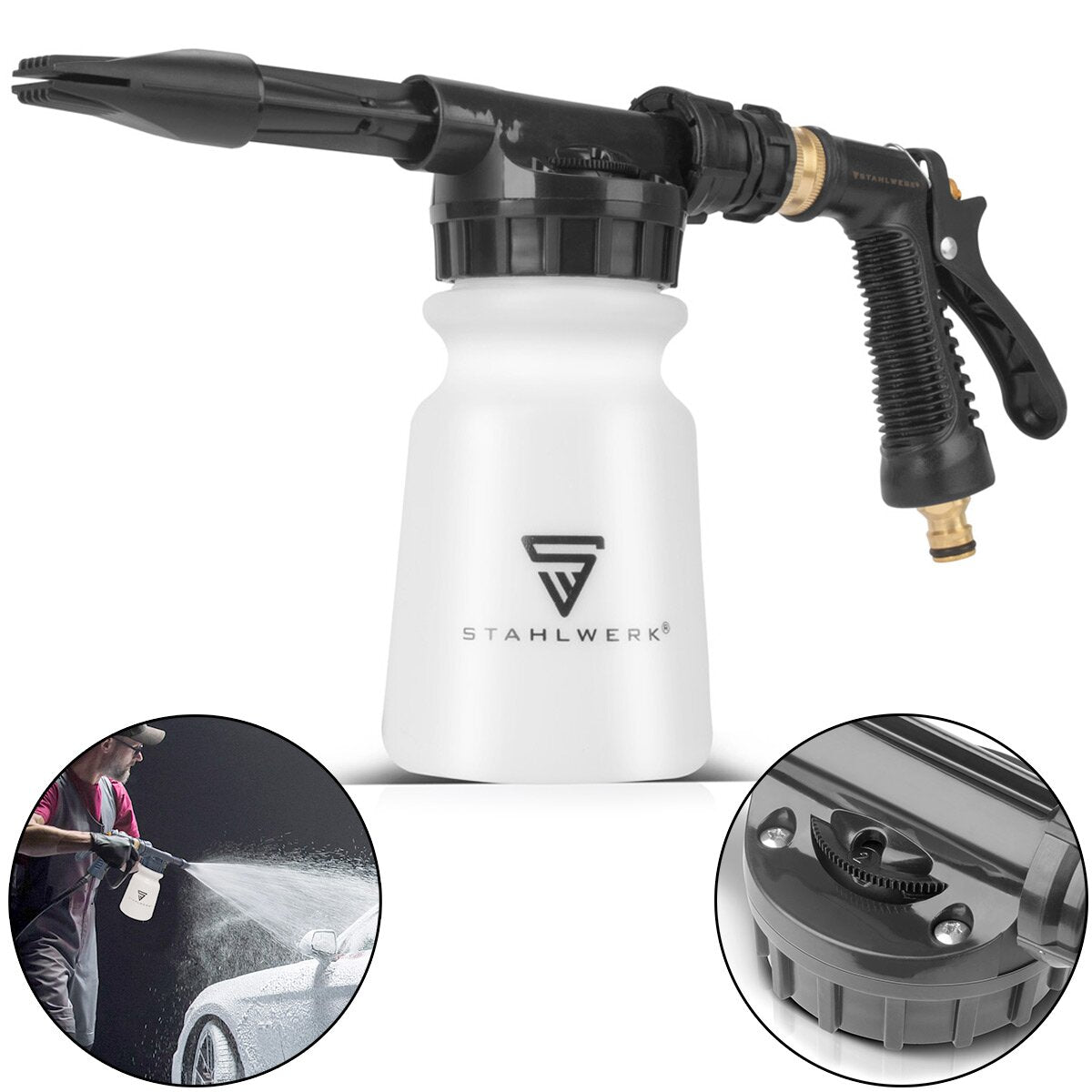Stahlwerk Autowason foam spray gun RP-91 ST with removable container for cleaning agents | Cleaning gun for professional cleaning Author cleaner suitable for most garden hoses
