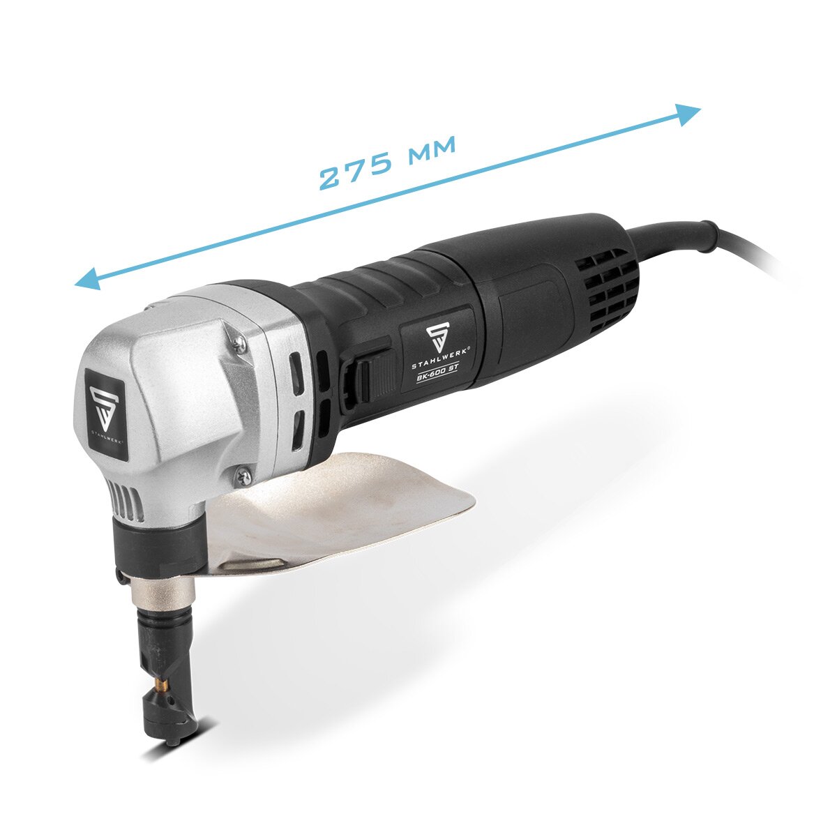 Prime à tôle en acier BK-600 ST avec 600 W et 2 000 tr / min jusqu'à 2,5 mm de profondeur de coupe des ciseaux de tôle électrique | Blechschneider | Nibbler | Knabber | Cisaillements en étain | Primeur en métal | Mât métallique