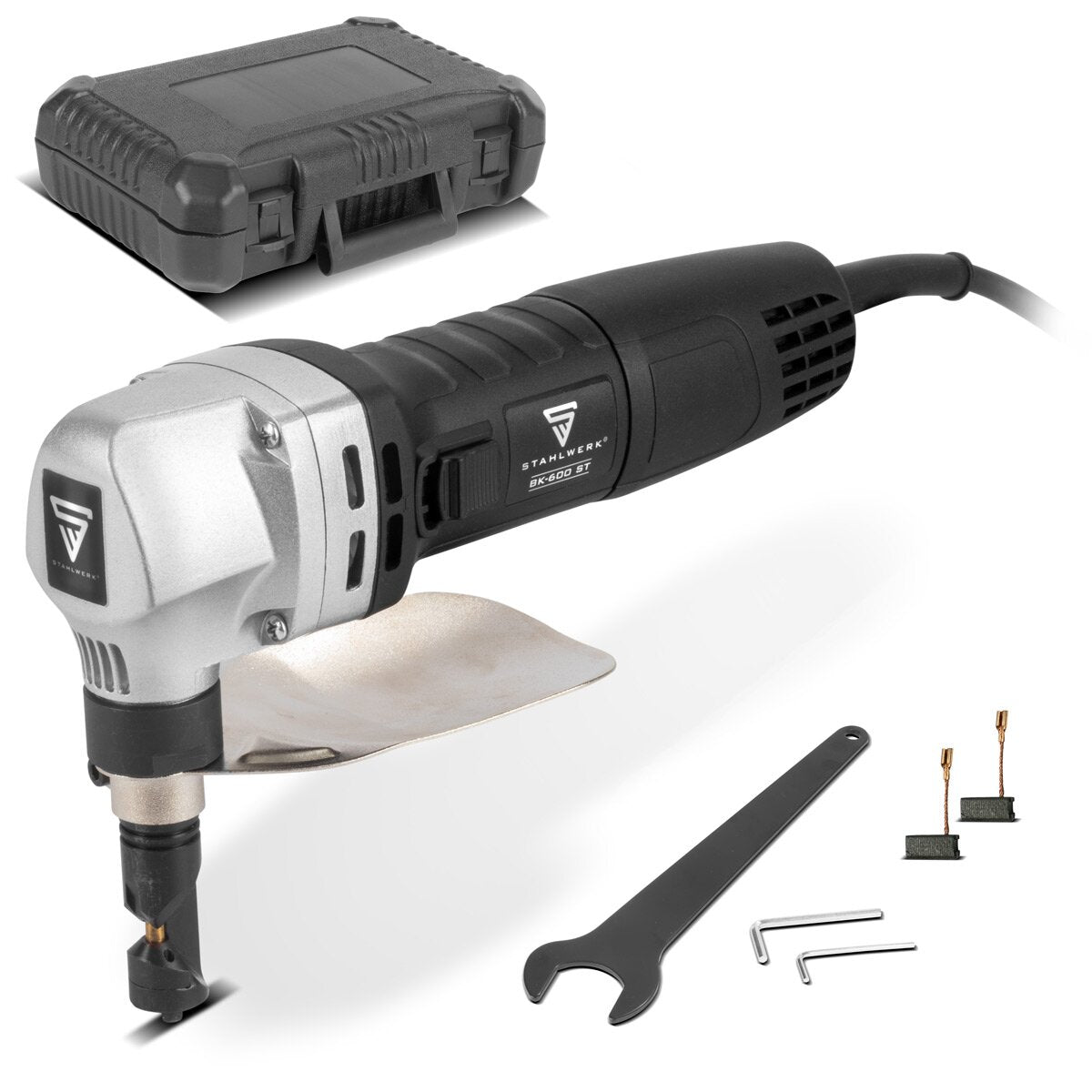 Prime à tôle en acier BK-600 ST avec 600 W et 2 000 tr / min jusqu'à 2,5 mm de profondeur de coupe des ciseaux de tôle électrique | Blechschneider | Nibbler | Knabber | Cisaillements en étain | Primeur en métal | Mât métallique