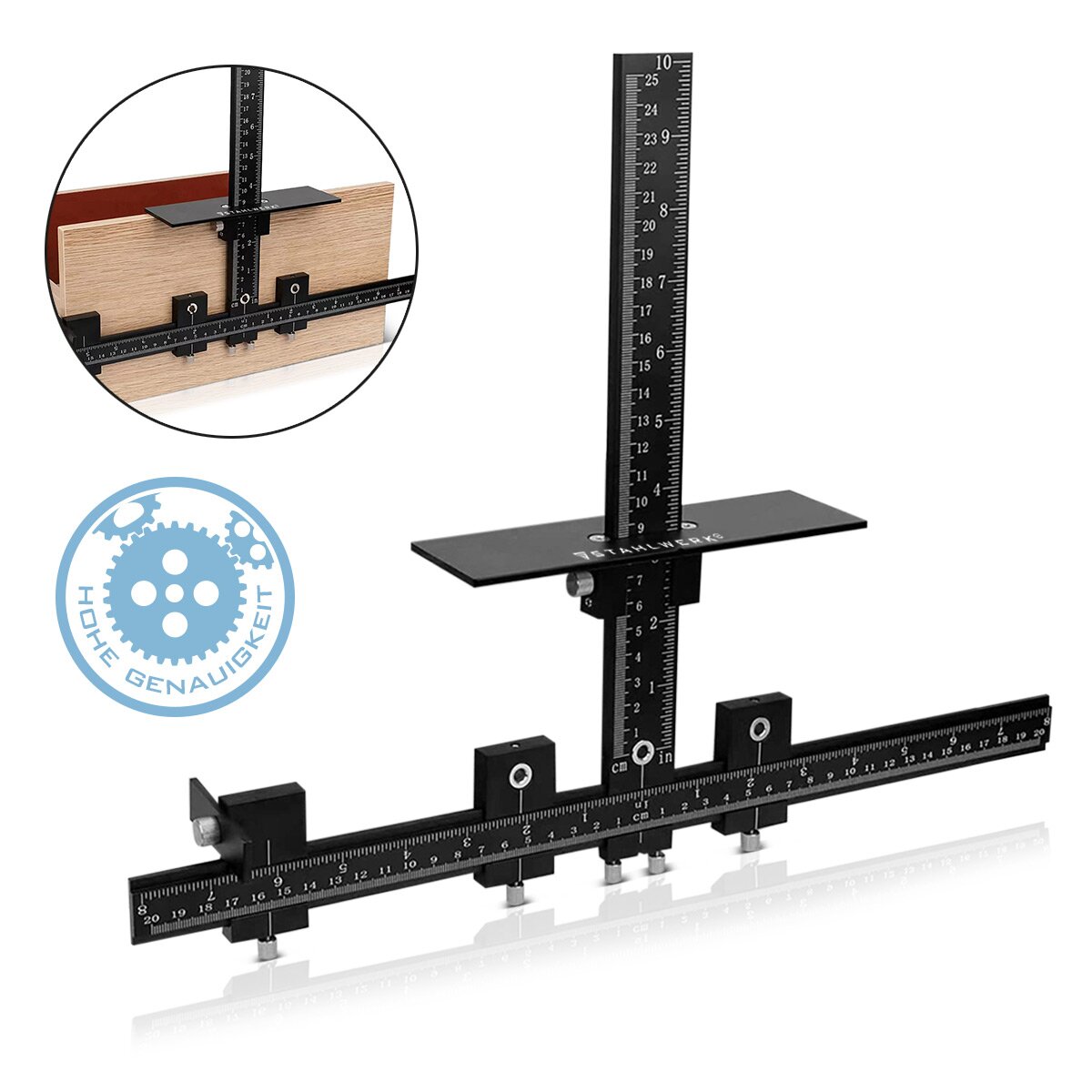Steelwork drilling device with stop adjustable aluminum drilling template | Drilling | Drilling help | Dübellehre | Drilling apprenticeship for the exact positioning of boreholes