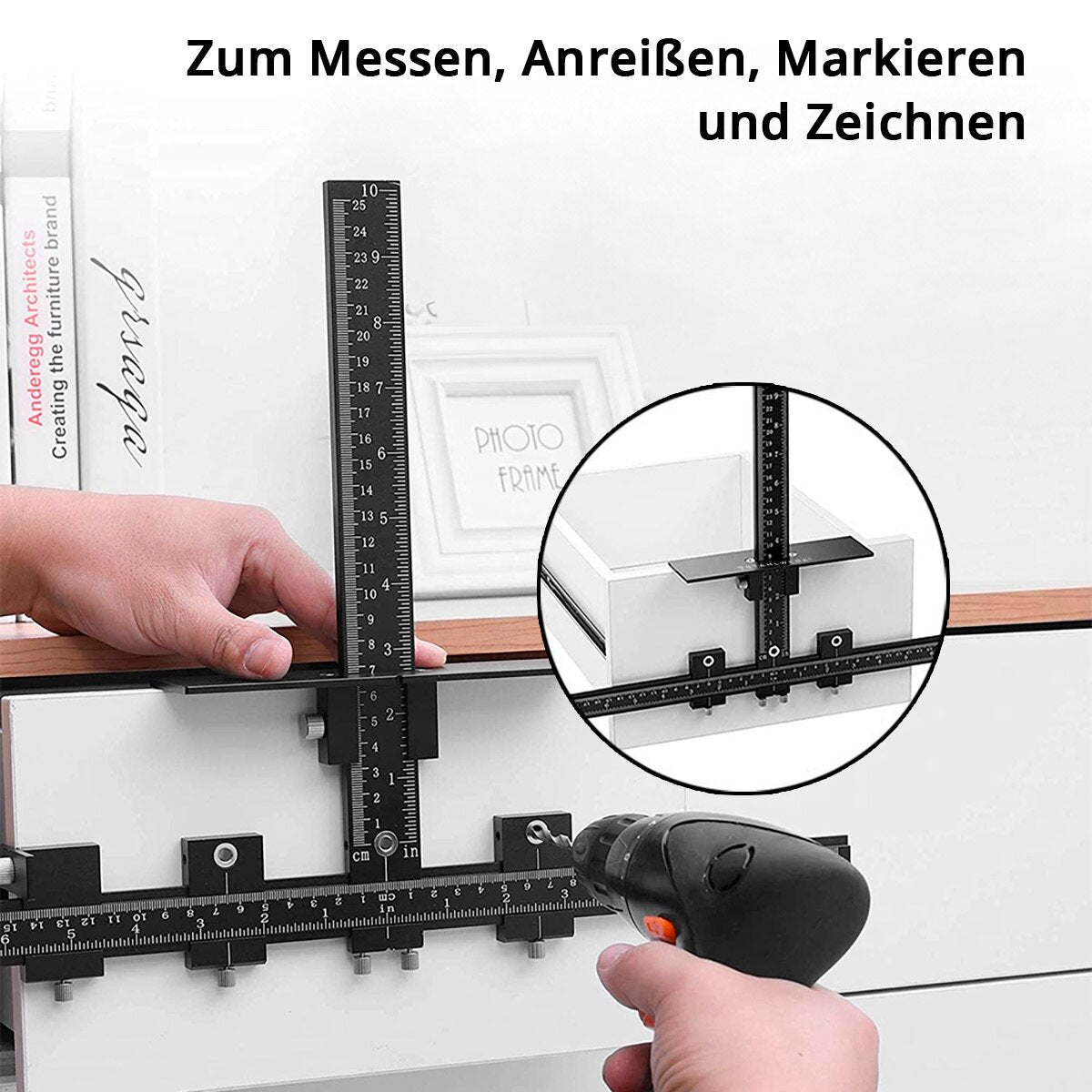 Steelwork drilling device with stop adjustable aluminum drilling template | Drilling | Drilling help | Dübellehre | Drilling apprenticeship for the exact positioning of boreholes