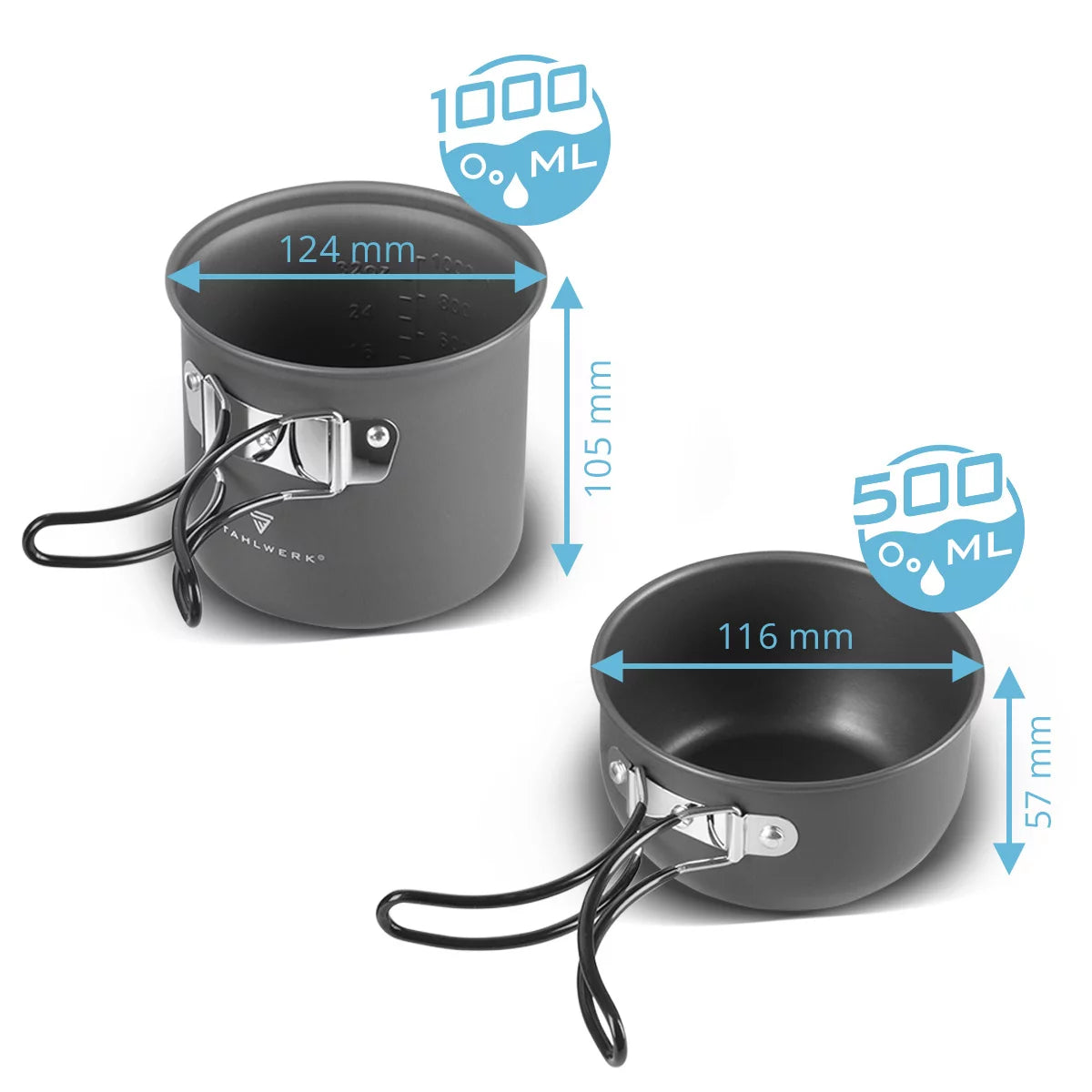 Cocina de cocina Stahlwerk Camping | Arnés de campamento de aluminio conjunto completo con olla, sartén, olla de gas, conchas de plástico y cubiertos | Juego de chef al aire libre de alta calidad