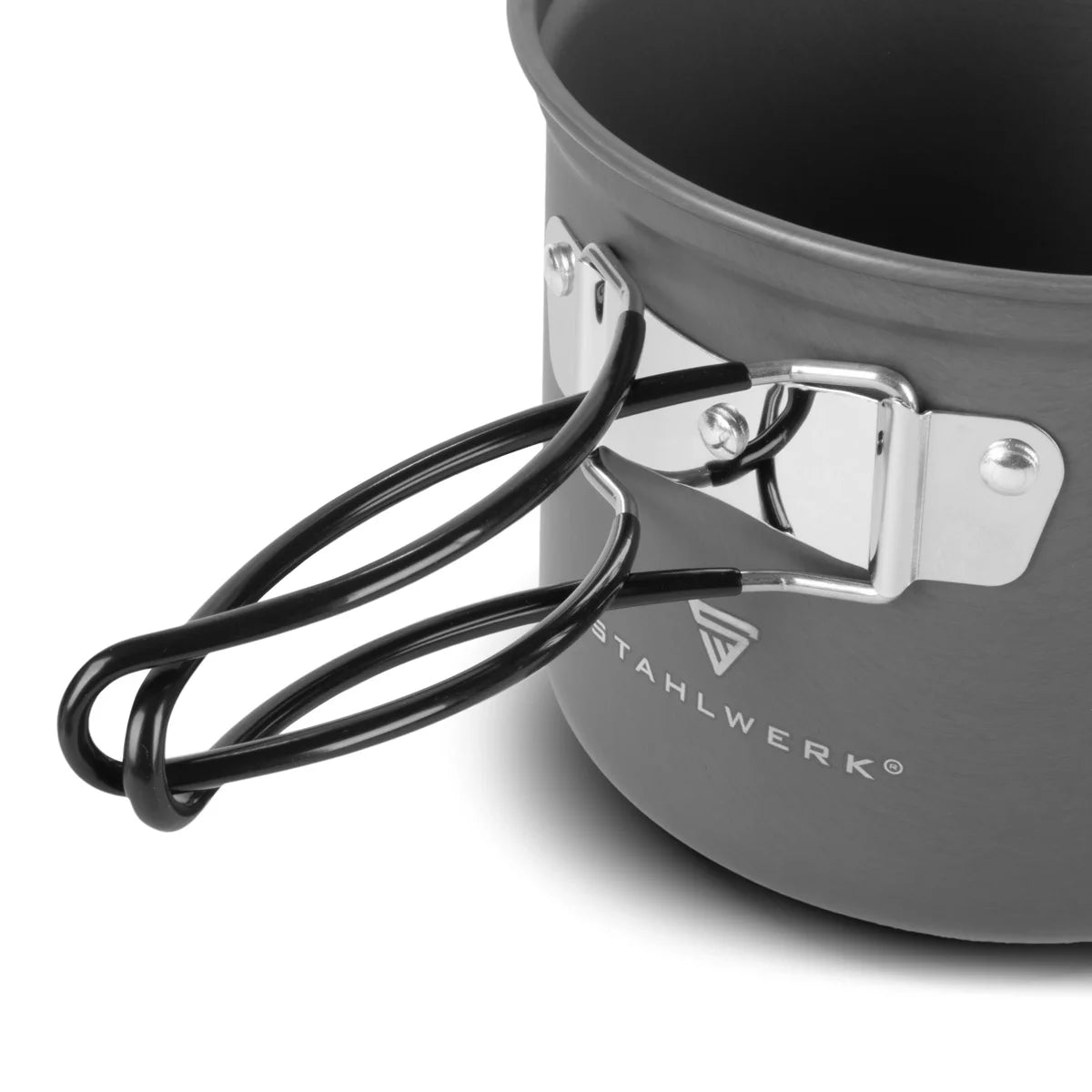 STAHLWERK CAMPING KOT POT SET 4 PIEZAS HODAS DE ALUMINIO | Utensilios de cocina al aire libre con recubrimiento no estancado | Cocina para acampar con ollas y tapas | Juego de marihuana al aire libre | Platos de campamento