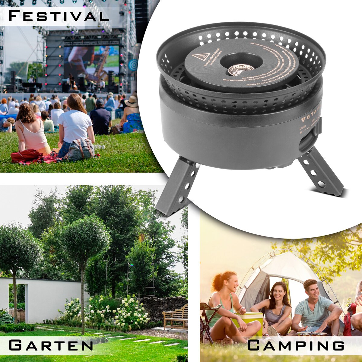 Stahlwerk Camping-Kocher CK-700 ST 2-IN1 Cuiseur électrique et à gaz | Cuisinière extérieure | Plats de camping | Kartuschen Cooker | Camping Chef Set avec pot et casserole
