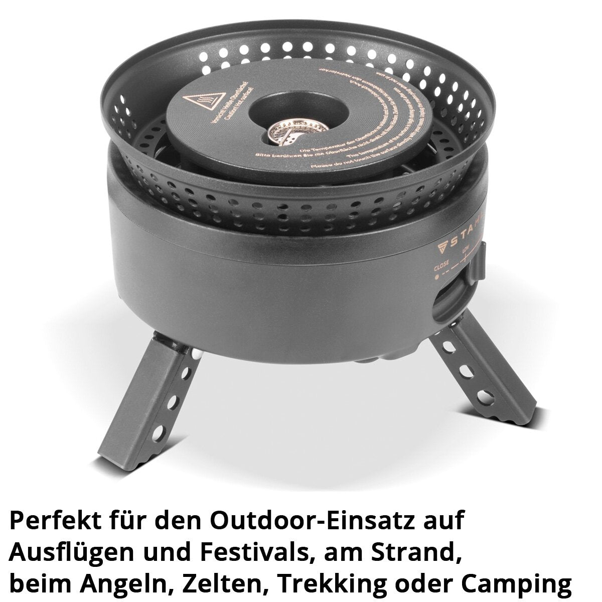 Stahlwerk Camping-Kocher CK-700 ST 2-IN1 Cuiseur électrique et à gaz | Cuisinière extérieure | Plats de camping | Kartuschen Cooker | Camping Chef Set avec pot et casserole
