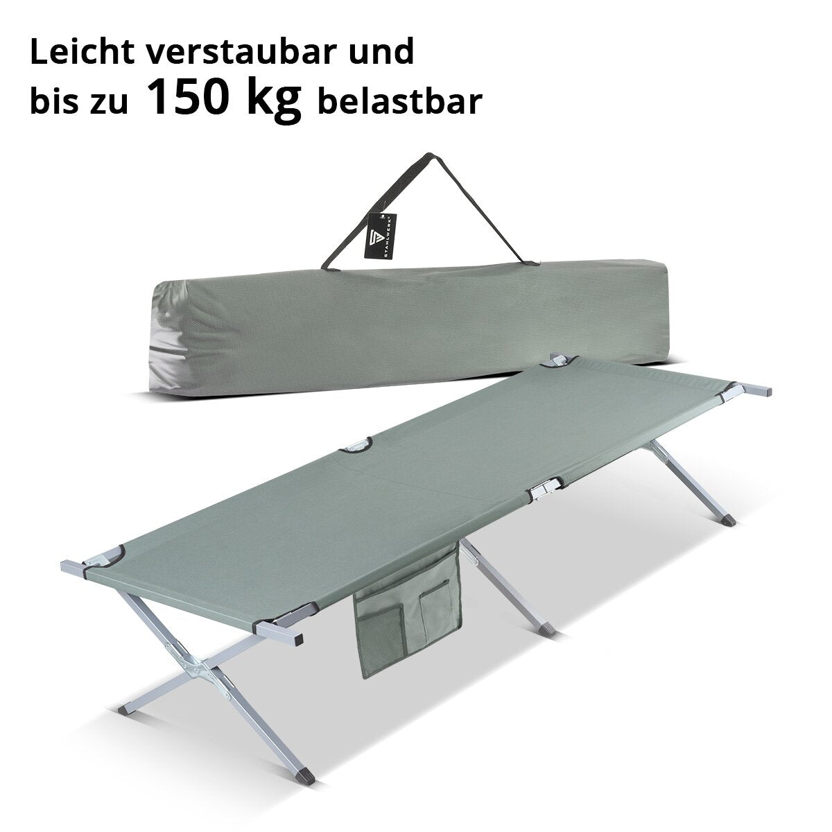 Louant de camping Steelworks CL-190 Lit de terrain pliable avec une capacité de charge de 150 kg 190 x 63 cm lit de camping | Lit pliant | Lit pliant | Pliant allongé | Lit invité | Chauffre pliant avec sac de transport