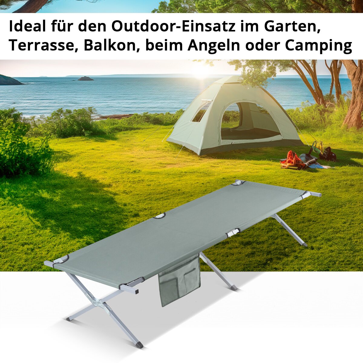 Steelworks Camping Lounger CL-210 ST Lit de terrain pliable xxl avec une capacité de charge de 200 kg 210 x 72 cm lit de camping | Lit pliant | Lit pliant | Pliant allongé | Lit invité | Chauffre pliant avec sac de transport