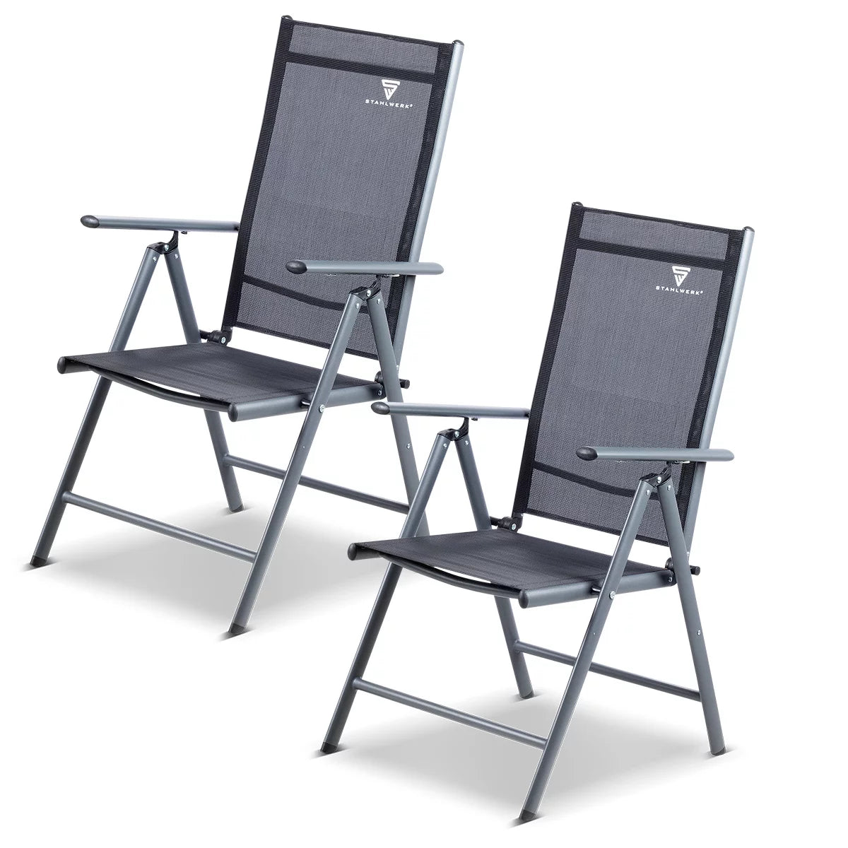Chaise de camping Stahlwerk CS-103 St 2 Set Garden Chair | Chaise pliante | Fauteuil pliant | Chaise d'aluminium | Hochlehner | Meubles en terrasse | Chaise à pêche à la ligne | Chaise de balcon avec accoudoir et dossier réglable