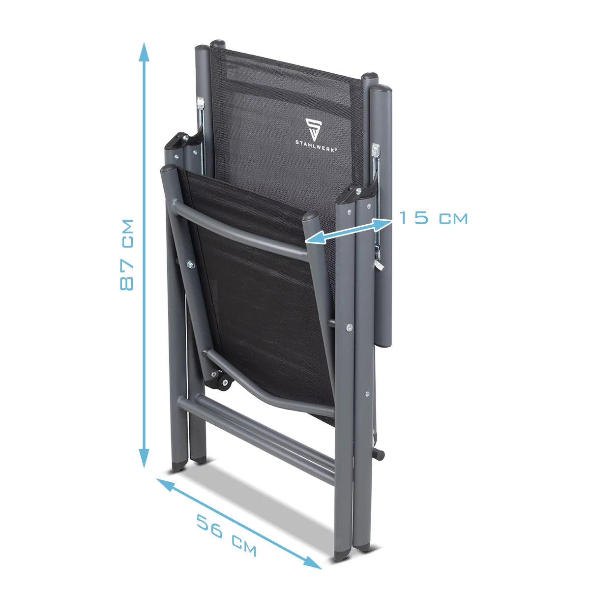 Chaise de camping Stahlwerk CS-103 St 4 Set Garden Chair | Chaise pliante | Fauteuil pliant | Chaise d'aluminium | Hochlehner | Meubles en terrasse | Chaise à pêche à la ligne | Chaise de balcon avec accoudoir et dossier réglable