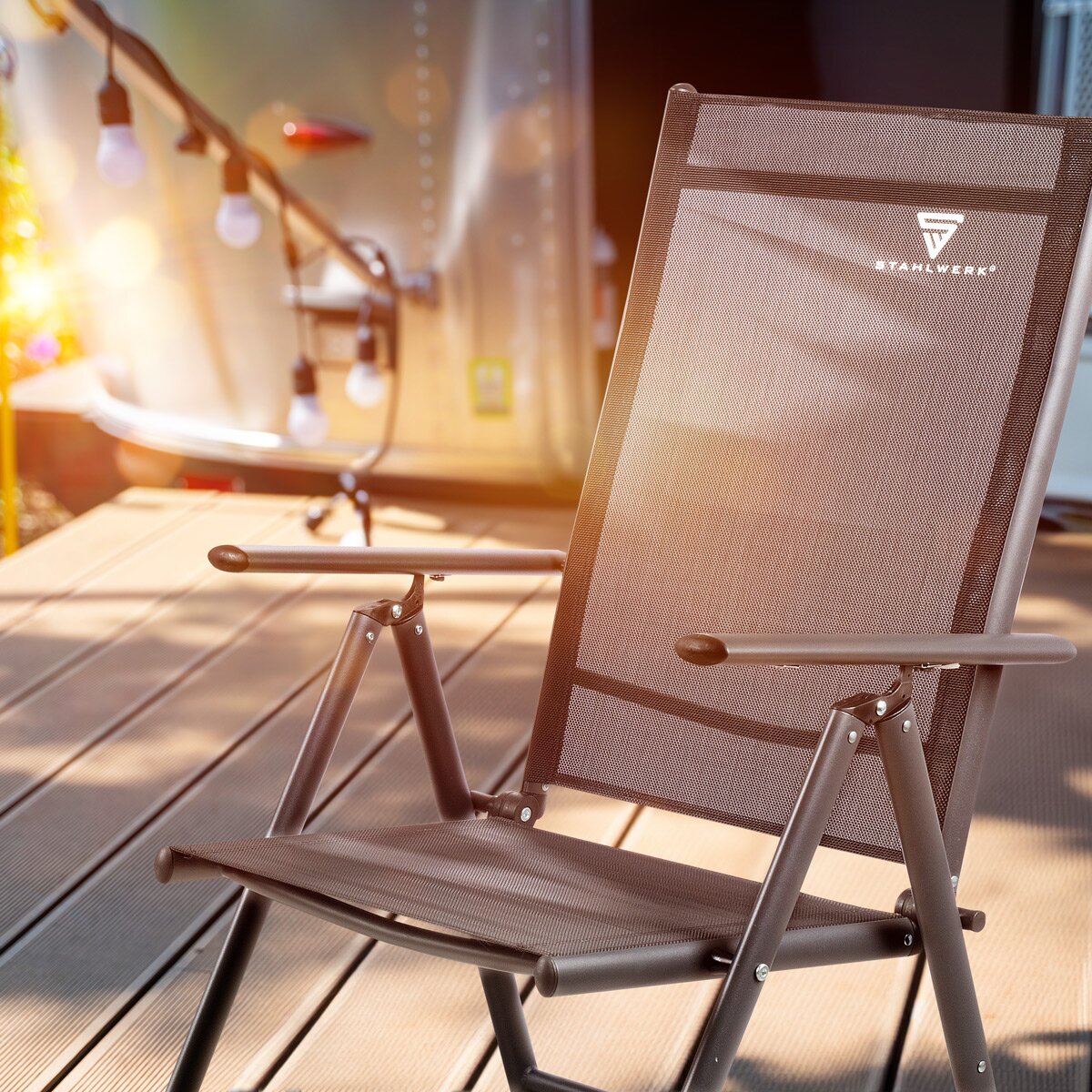 Chaise de camping Steelworks CS-103 St Garden Chaise | Chaise pliante | Fauteuil pliant | Chaise d'aluminium | Hochlehner | Chaise de terrasse | Chaise à pêche à la ligne | Chaise de balcon avec accoudoir et dossier réglable