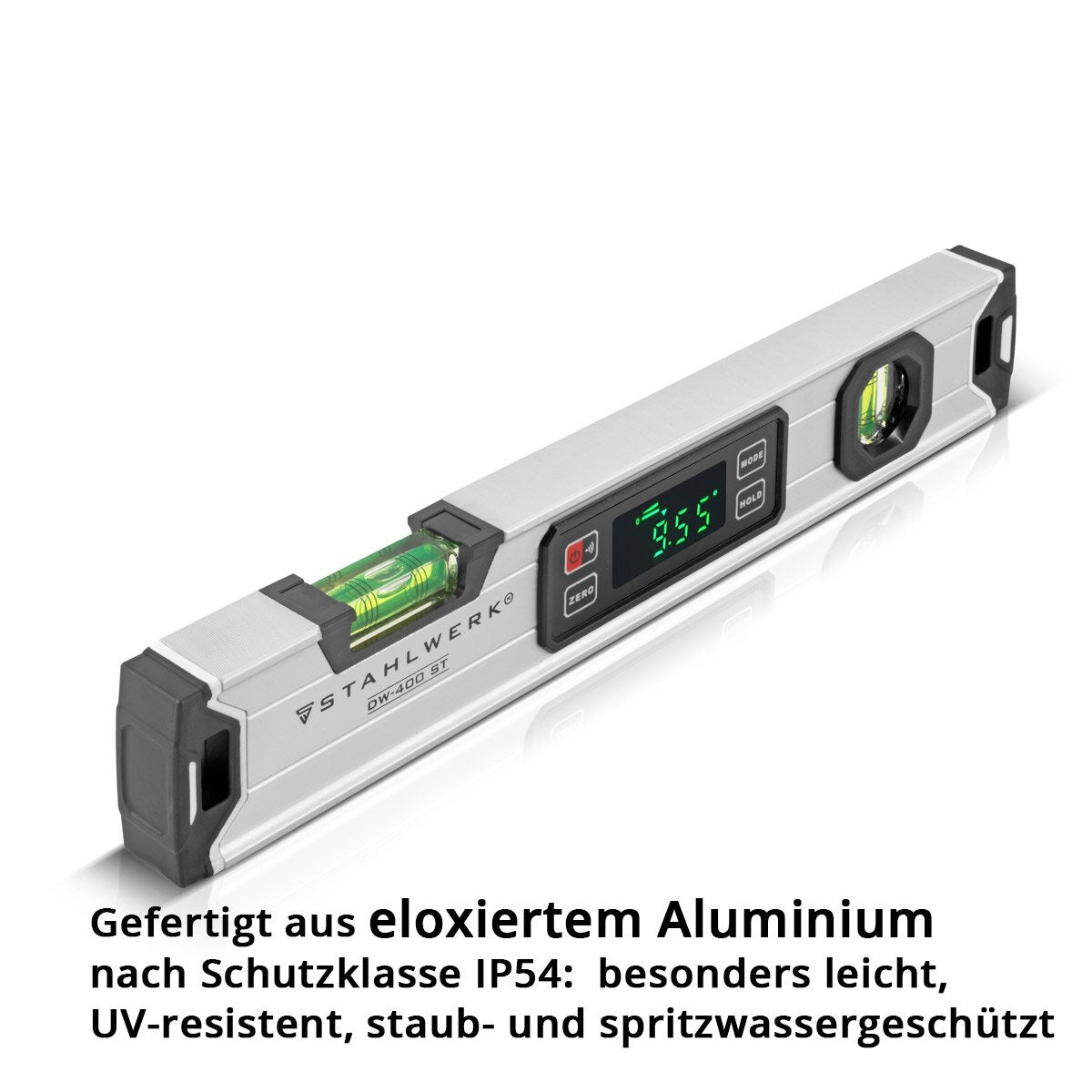 STAHLWERK Digitale Wasserwaage DW-400 ST aus Aluminium mit 400 mm Länge magnetische Richtwaage | Magnet-Wasserwaage | Aluminium-Wasserwaage | Digital-Wasserwaage | Winkelmesser