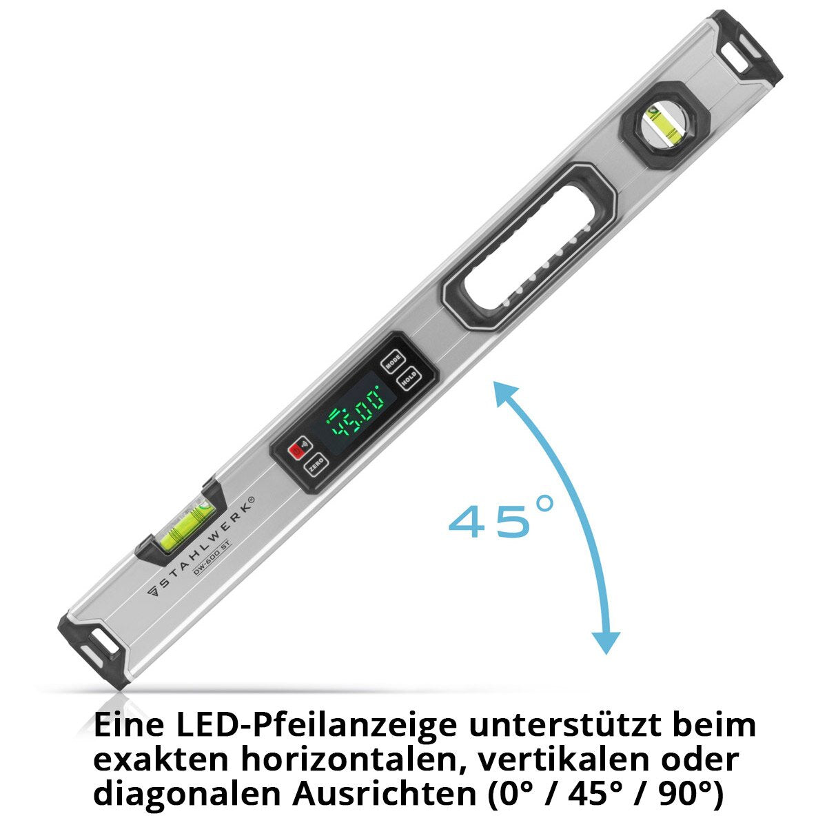 Steelworks Digital Water Scale DW-600 ST en aluminium avec une échelle directionnelle magnétique de longueur de 600 mm | Échelle de l'eau de l'aimant | Échelle d'eau en aluminium | Échelle d'eau numérique | Couteau en linge