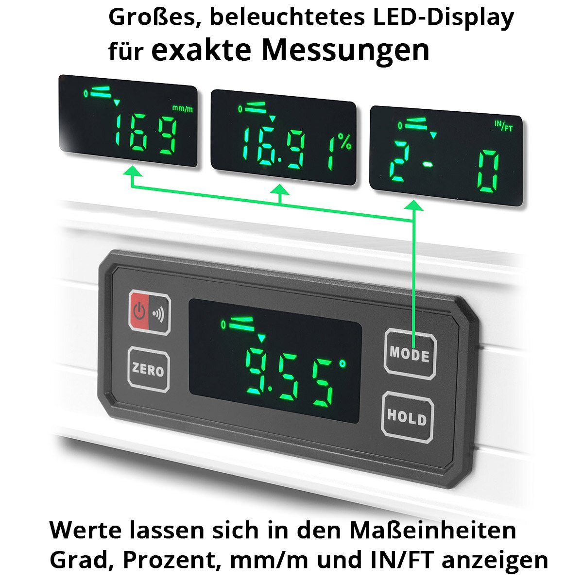 STAHLWERK Digitale Wasserwaage DW-800 ST aus Aluminium mit 800 mm Länge magnetische Richtwaage | Magnet-Wasserwaage | Aluminium-Wasserwaage | Digital-Wasserwaage | Winkelmesser