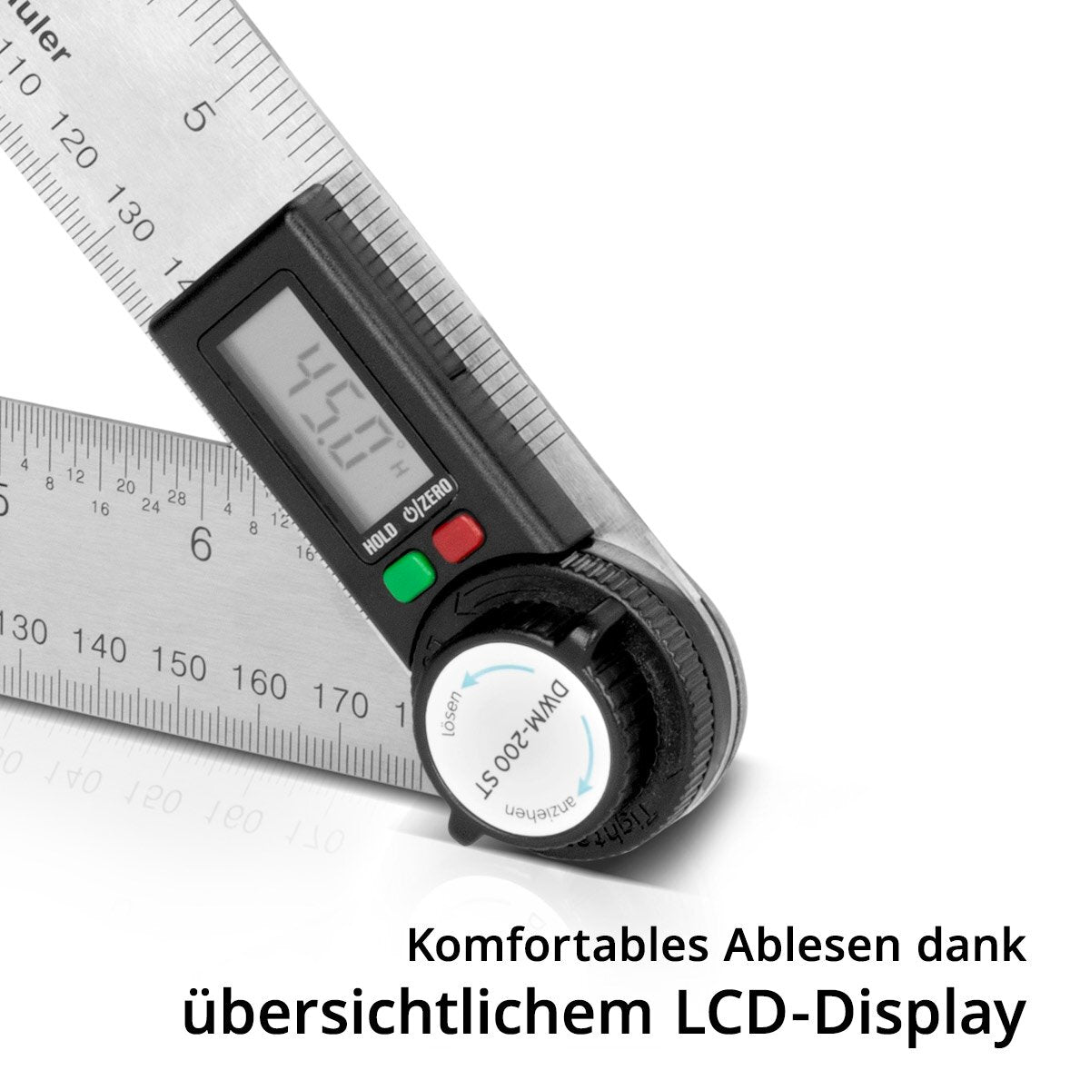 STAHLWERK digital protractor DWM-200 ST with 180 mm measuring range 360° precision angle measuring device | Gauge | Stainless steel angle ruler