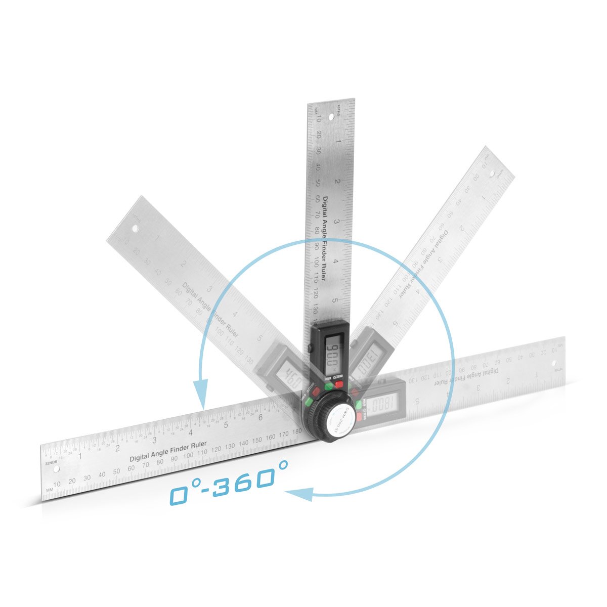 STAHLWERK digital protractor DWM-200 ST with 180 mm measuring range 360° precision angle measuring device | Gauge | Stainless steel angle ruler