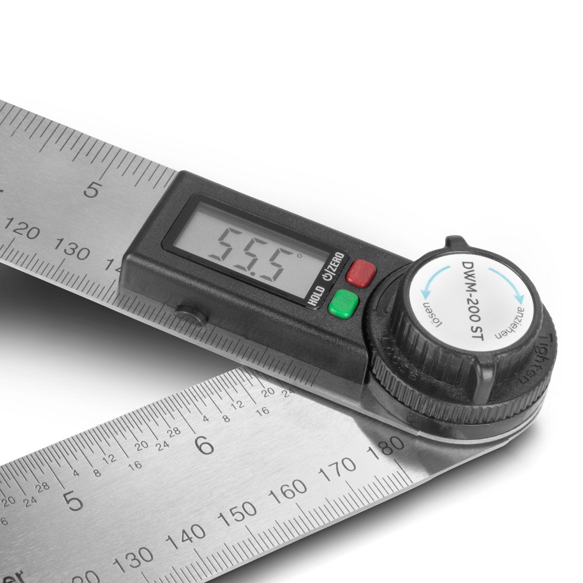 STAHLWERK digital protractor DWM-200 ST with 180 mm measuring range 360° precision angle measuring device | Gauge | Stainless steel angle ruler