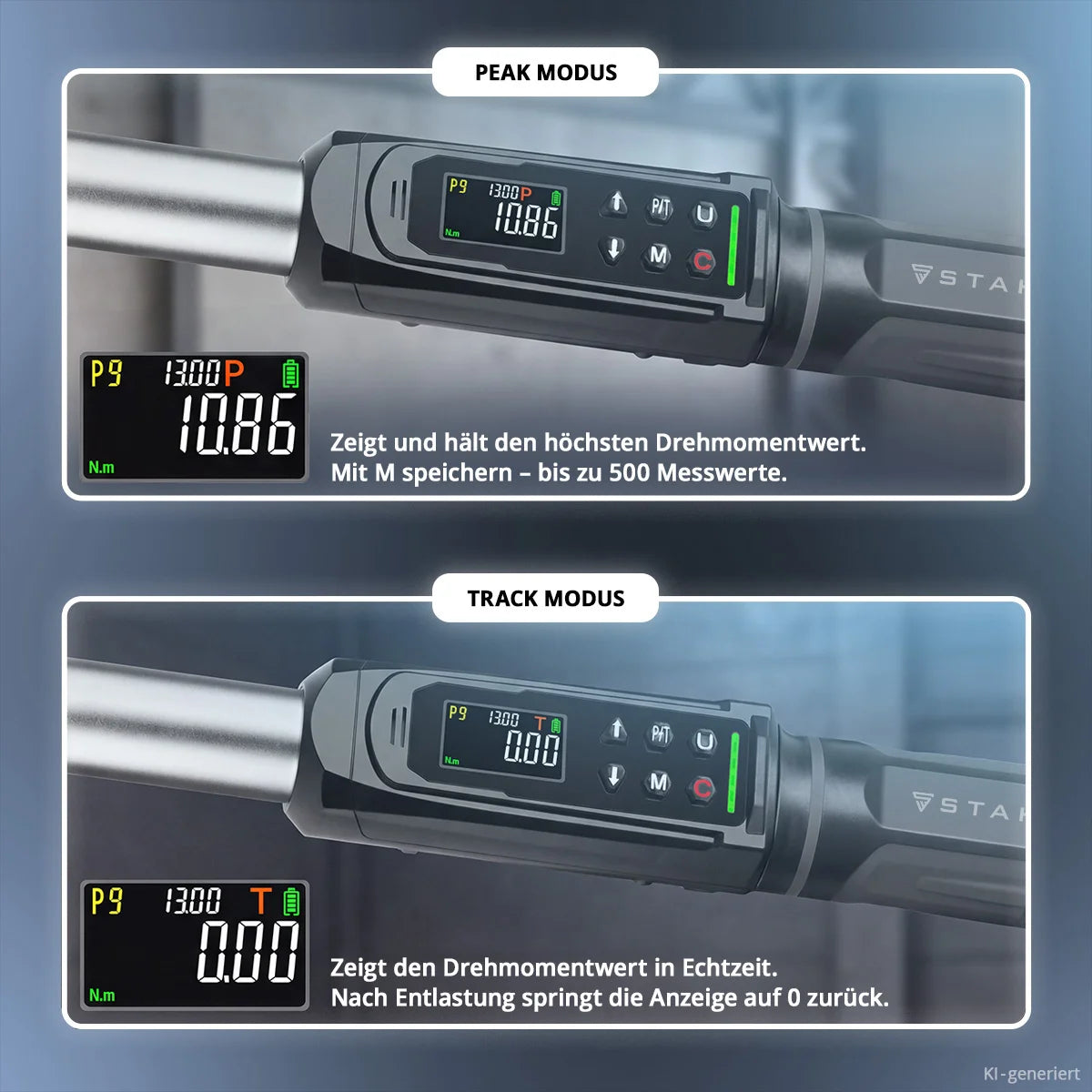 STAHLWERK Digitaler Drehmomentschlüssel 0,5-30 Nm 1/4"-Aufnahme | 72 Zähne | 265 mm | mit Eichzertifikat | Umschaltknarre | Ratschenschlüssel | Ratsche | LED-Anzeige und Transportbox