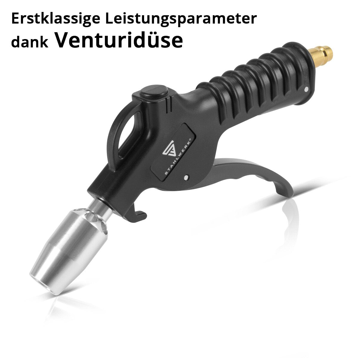 Pistola de hierba de aire comprimido de acero DAP-202 ST con pistola de limpieza Venturidüse | Pistola de aire comprimido | Blaspistole | Pistola de compresor | Pistola neumática con ¼ "hilo de latón