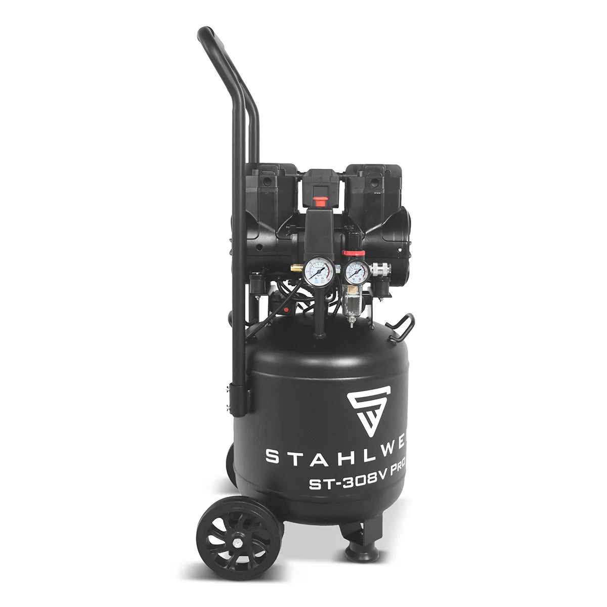 STAHLWERK Kompressor ST-308V Pro mit 8 bar | 1,97 PS | 1,45 kW | 250 l/min | 30 L Tank | Kompakter Druckluft-Kompressor | Kolben-Kompressor | Silent-Kompressor | Flüster-Kompressor mit Brushless-Motor