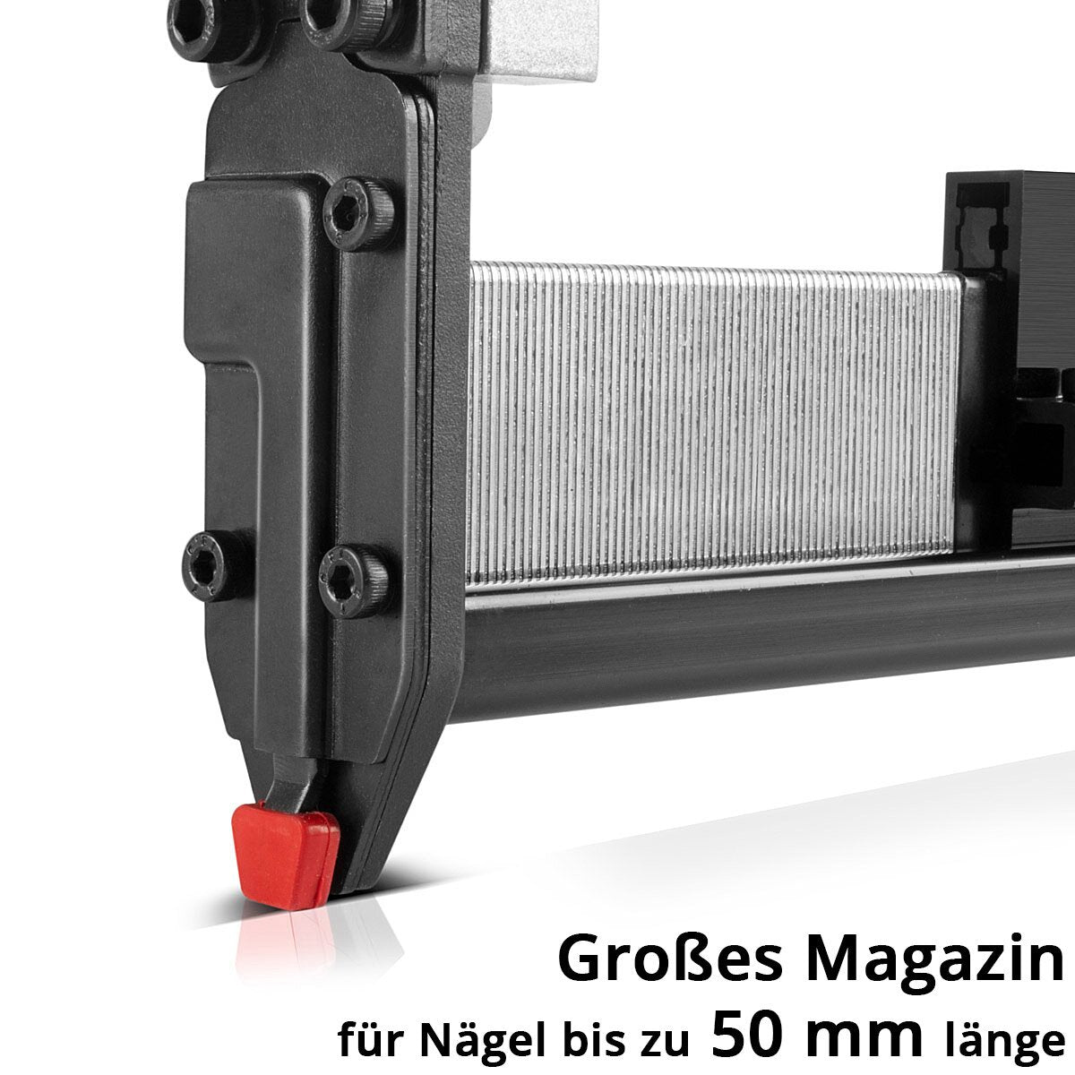 STAHLWERK Druckluft Nagler DN-50 ST 2 in 1 Nagelpistole | Tacker | Streifennagler | Klammernagler mit 5-7 Bar Arbeitsdruck, Metallgehäuse, geeignet für 18 Gauge Nägel und Tackernadeln inklusive Zubehör und Transportkoffer