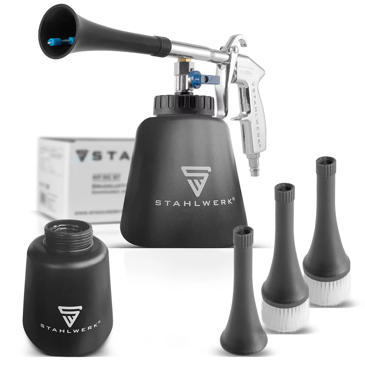 Steelworks compressed air cleaning gun RP-90 ST with accessory set | Compressed air cleaner with tornado effect | Inner cleaner | Washing pistol | Motor flap pistol for cleaning dirty surfaces