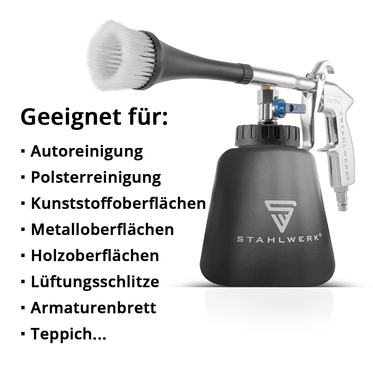 Steelworks Pun di pulizia dell'aria compressa RP-90 ST con set di accessori | Cleaner d'aria compresso con effetto tornado | Cleaner interiore | Lavare la pistola | Pistola a patta motore per pulire le superfici sporche