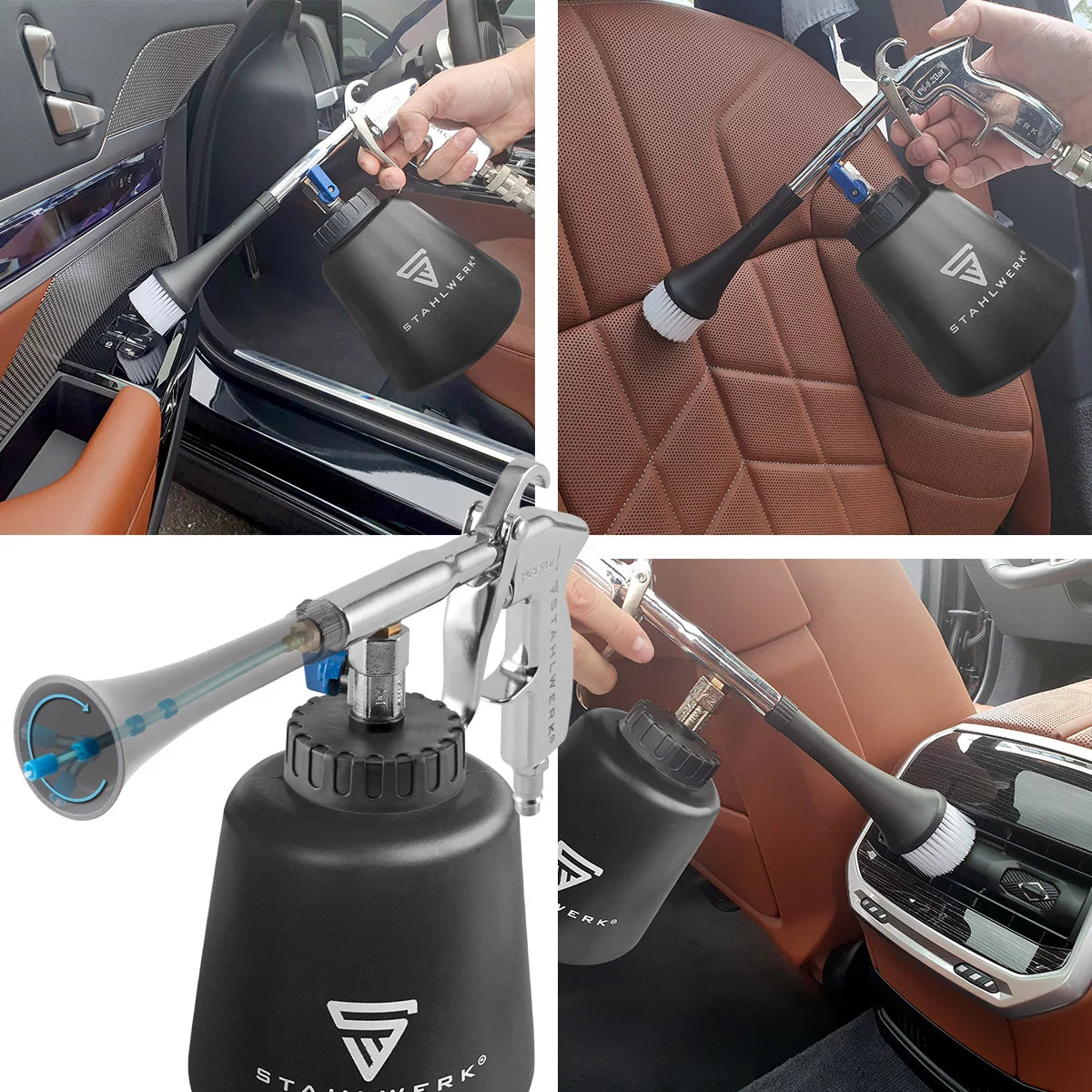 Steelworks Pun di pulizia dell'aria compressa RP-90 ST con set di accessori | Cleaner d'aria compresso con effetto tornado | Cleaner interiore | Lavare la pistola | Pistola a patta motore per pulire le superfici sporche