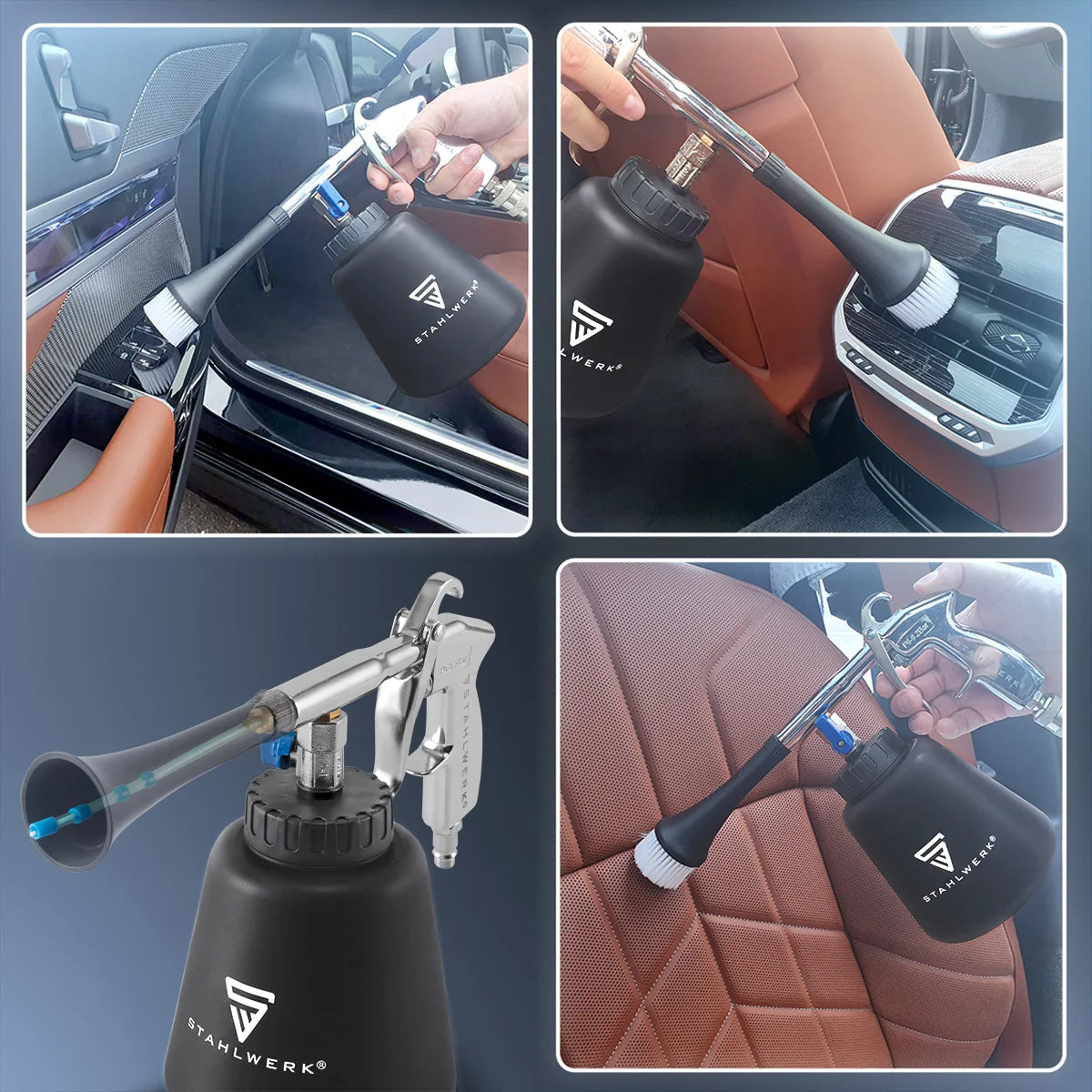 STAHLWERK Druckluft-Reinigungspistole RP-90 ST mit Zubehör-Set | Druckluft-Reiniger mit Wirbel-Effekt | Innenreiniger | Waschpistole | Kfz Ausblaspistole zum Reinigen verschmutzter Oberflächen