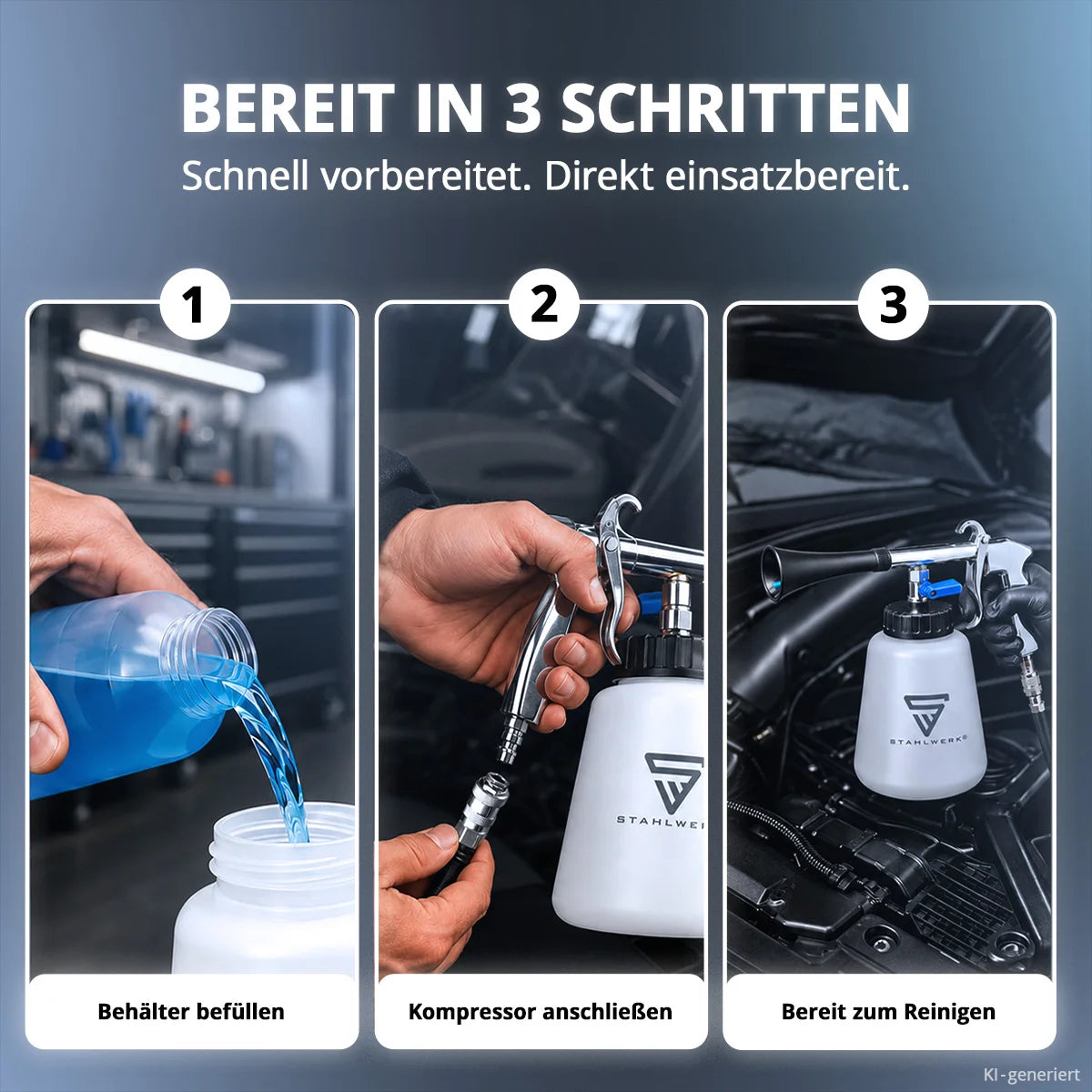 STAHLWERK professional compressed air cleaning gun RP-90 ST, high-quality compressed air cleaner with tornado effect for effective cleaning of dirty surfaces