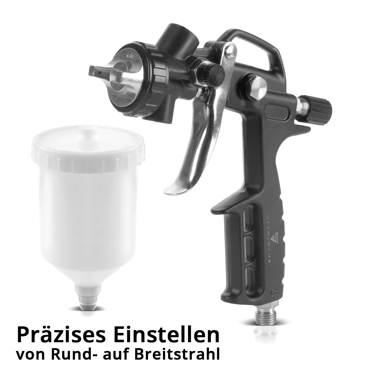 Steelwork compressed air set 5-part | Compressed air tool including painting gun, flap gun, cleaning gun with container, tire filler with pressure knife and 5 meters of spiral hose for the connection