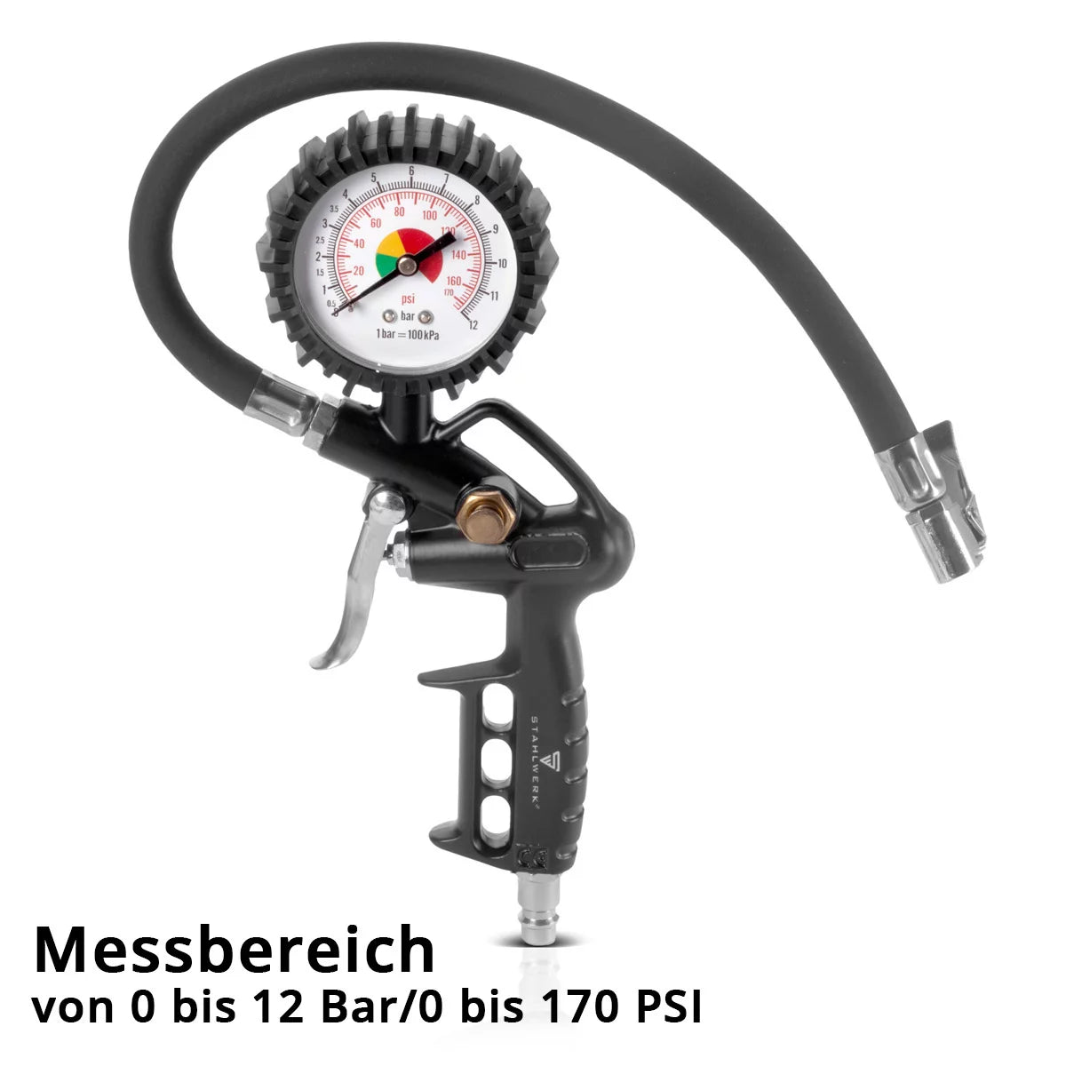 Steelwork compressed air set 5-part | Compressed air tool including painting gun, flap gun, cleaning gun with container, tire filler with pressure knife and 5 meters of spiral hose for the connection
