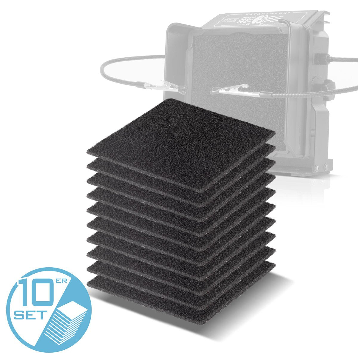 STAHLWERK Aktivkohlefilter Vorderseite 10er Set für Dunstabzug FE-27 ST Ersatzfilter | Luftfilter | Partikelfilter für Absauganlage | Rauchabsorber | Rauchabzug | Lötabsaugung
