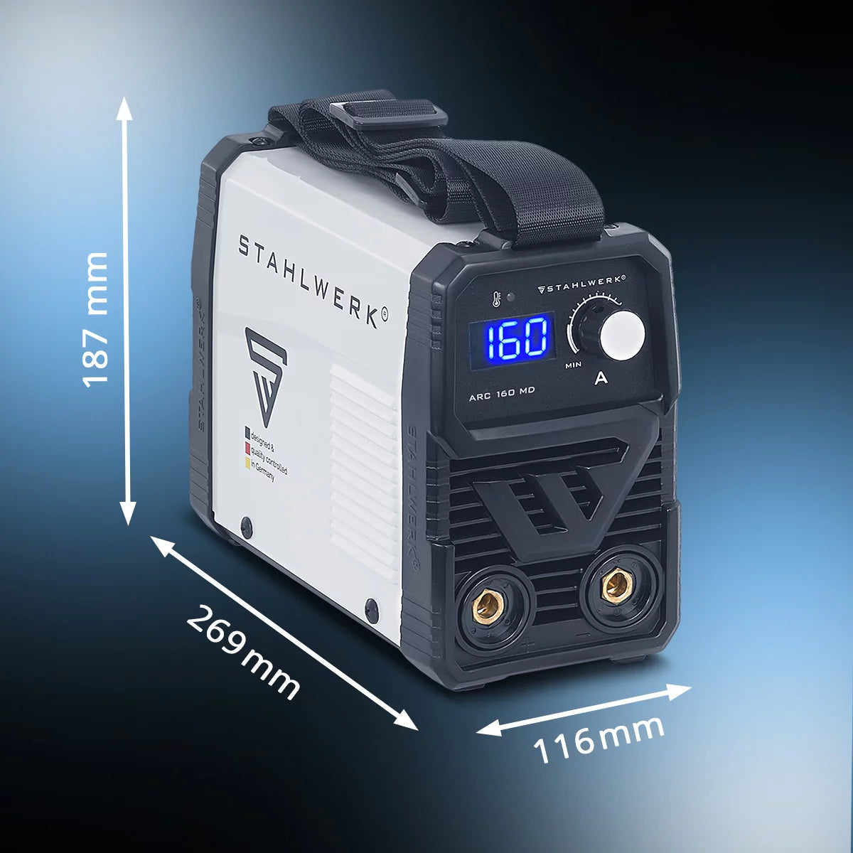 STAHLWERK ARC 160 MD Elektroden-Schweißgerät DC MMA, E-Hand, Lift-TIG Welder | Stufenlos regelbar | Echte 160 Ampere | Sehr kompakt und leicht | Hot-Start, Anti-Stick, Smart-Kühlung | IGBT-Technologie