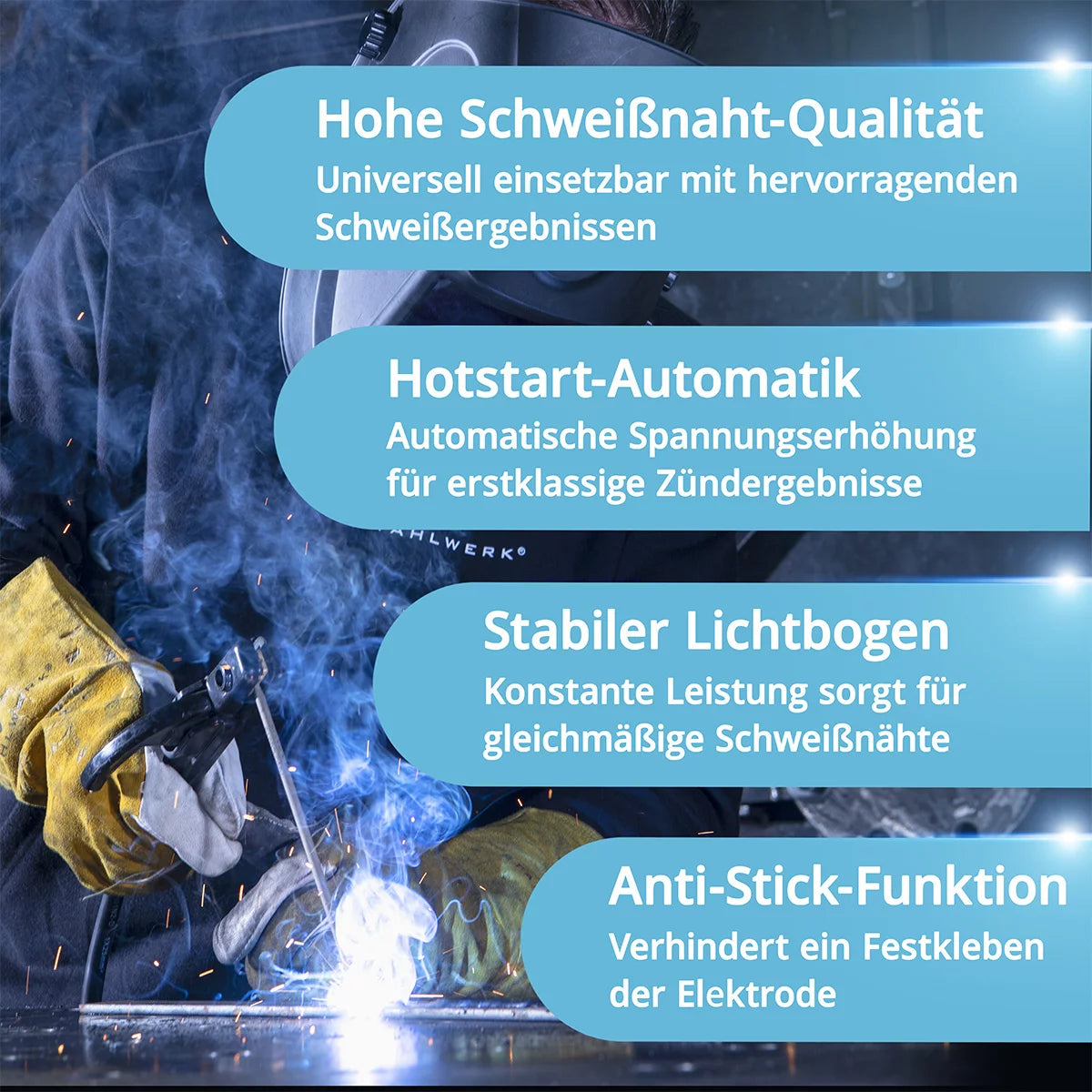 STAHLWERK ARC 160 MD Elektroden-Schweißgerät DC MMA, E-Hand, Lift-TIG Welder | Stufenlos regelbar | Echte 160 Ampere | Sehr kompakt und leicht | Hot-Start, Anti-Stick, Smart-Kühlung | IGBT-Technologie