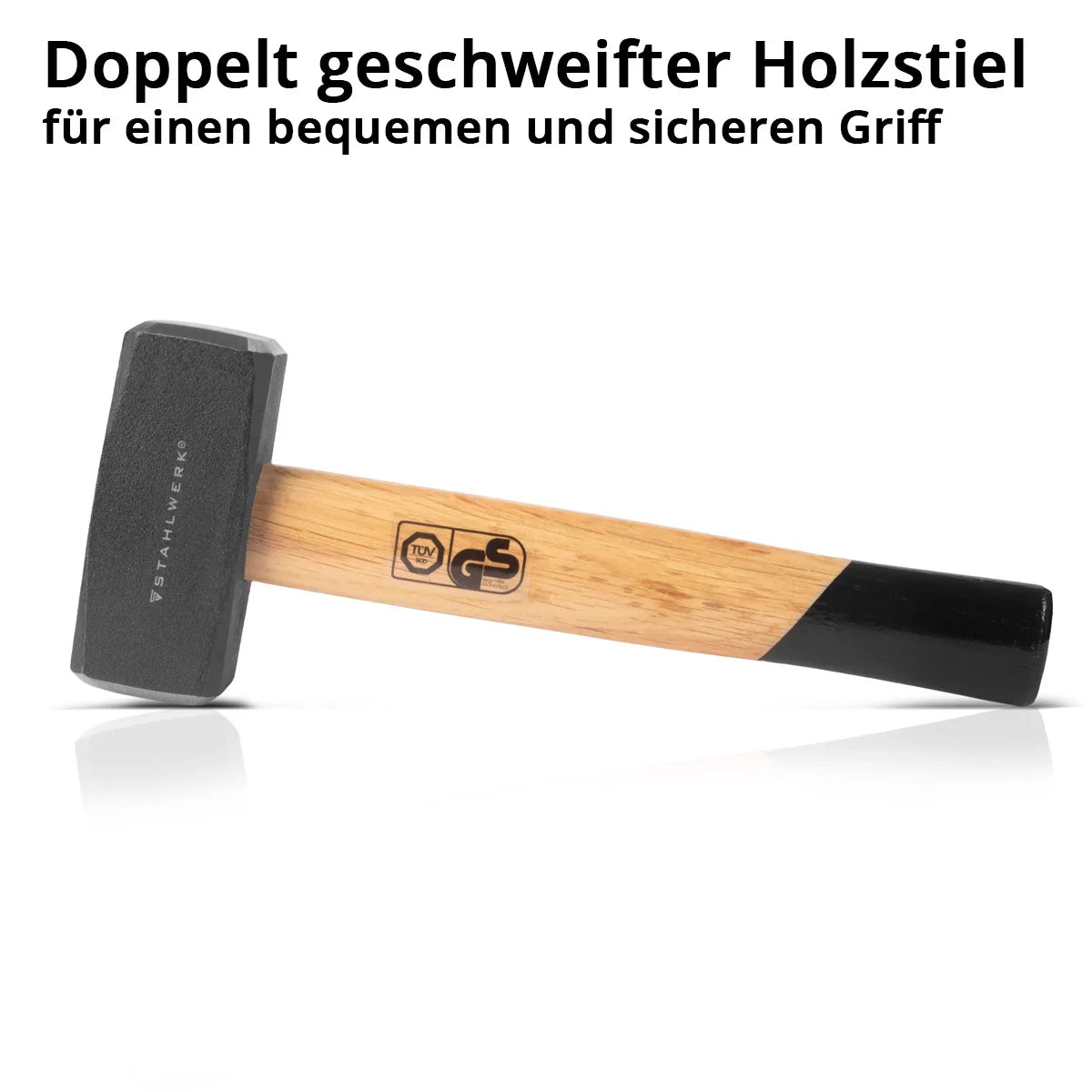 STAHLWERK Fäustel 2er Set mit 1000 g Hammerkopf | Plattenhammer aus gehärtetem und lackiertem Carbon-Stahl | hochwertiger Hammer mit bruchfestem Hartholzstiel | TÜV + GS geprüft