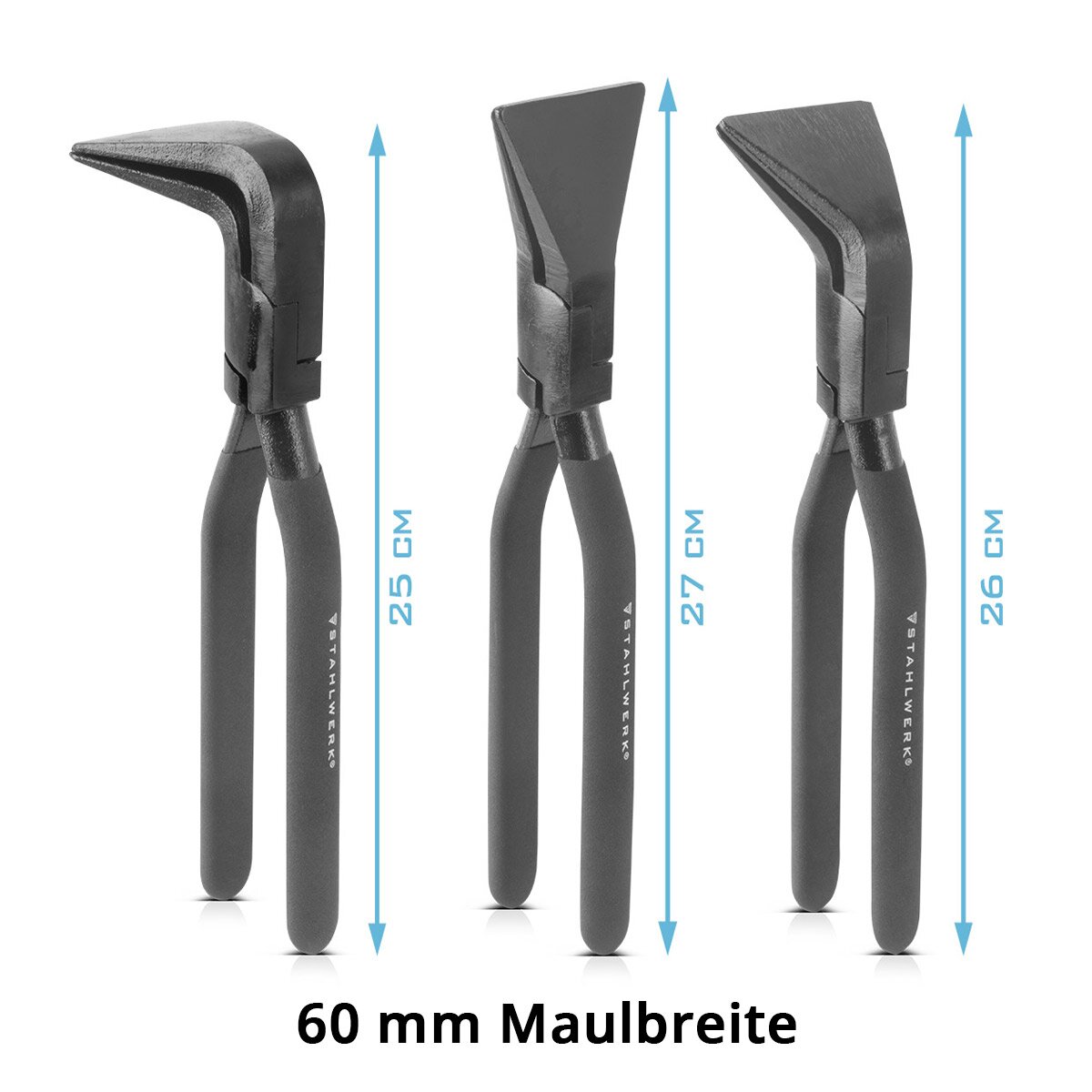 Stahlwerk folding tongs set 0 ° | 45 ° | 90 ° with 60 mm mowing width tongue pliers | Tlech pliers | Bending pliers | Spengler pliers | Tin -bending pliers | Roofer pliers | Plumbing tongs made of robust carbon steel