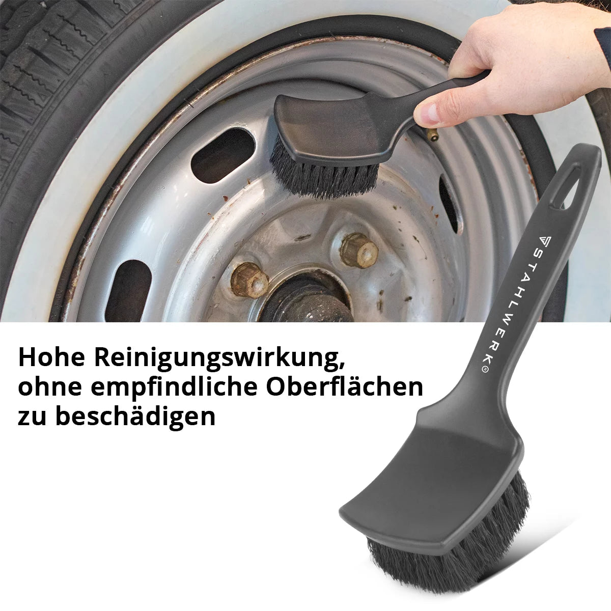 STAHLWERK Felgenbürste 5er Set Autoreinigungsbürste | Detailing-Bürste | Radbürste | Felgenreiniger | Pflegebürste | Autowaschbürste | Universal-Bürste