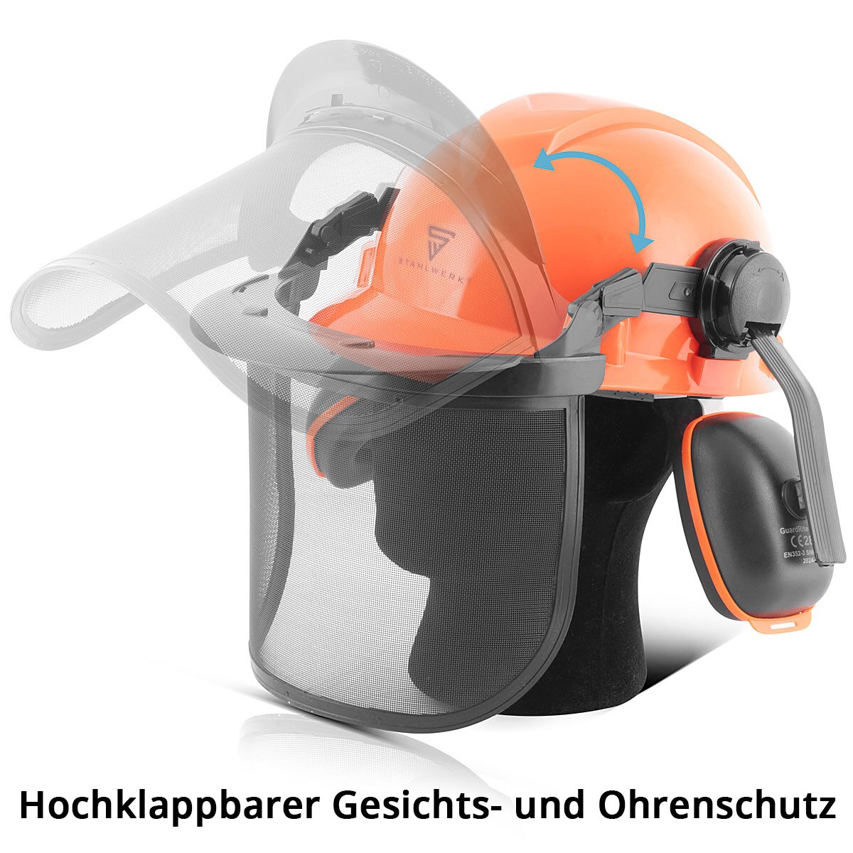 STAHLWERK FH-100 ST Forsthelm mit Visier und Gehörschutz EN397 EN352 EN1731 Schutzhelm | Sicherheitshelm | Kopfschutz | Arbeitshelm mit Gesichtsschutz | PSA für Agrar-, Forst- und Baugewerbe