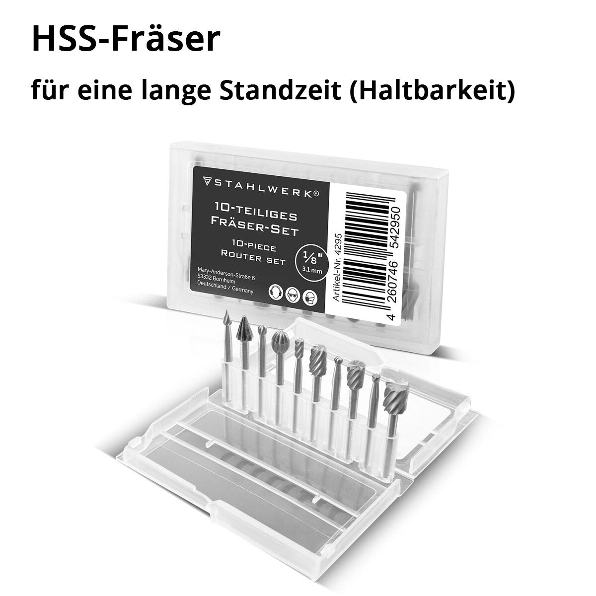 STAHLWERK Fräser-Set für Multifunktionswerkzeuge aus hochwertigem HSS-Stahl 10-teilig