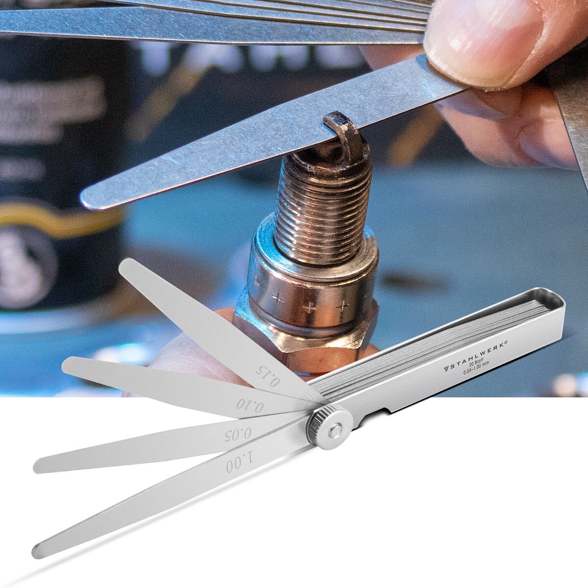 Steelworks sensor teaching 0.05-1 mm 20 precision leaves made of hardened stainless steel according to DIN 2275, metric distance teaching / valve teaching / leaf theory / gaps