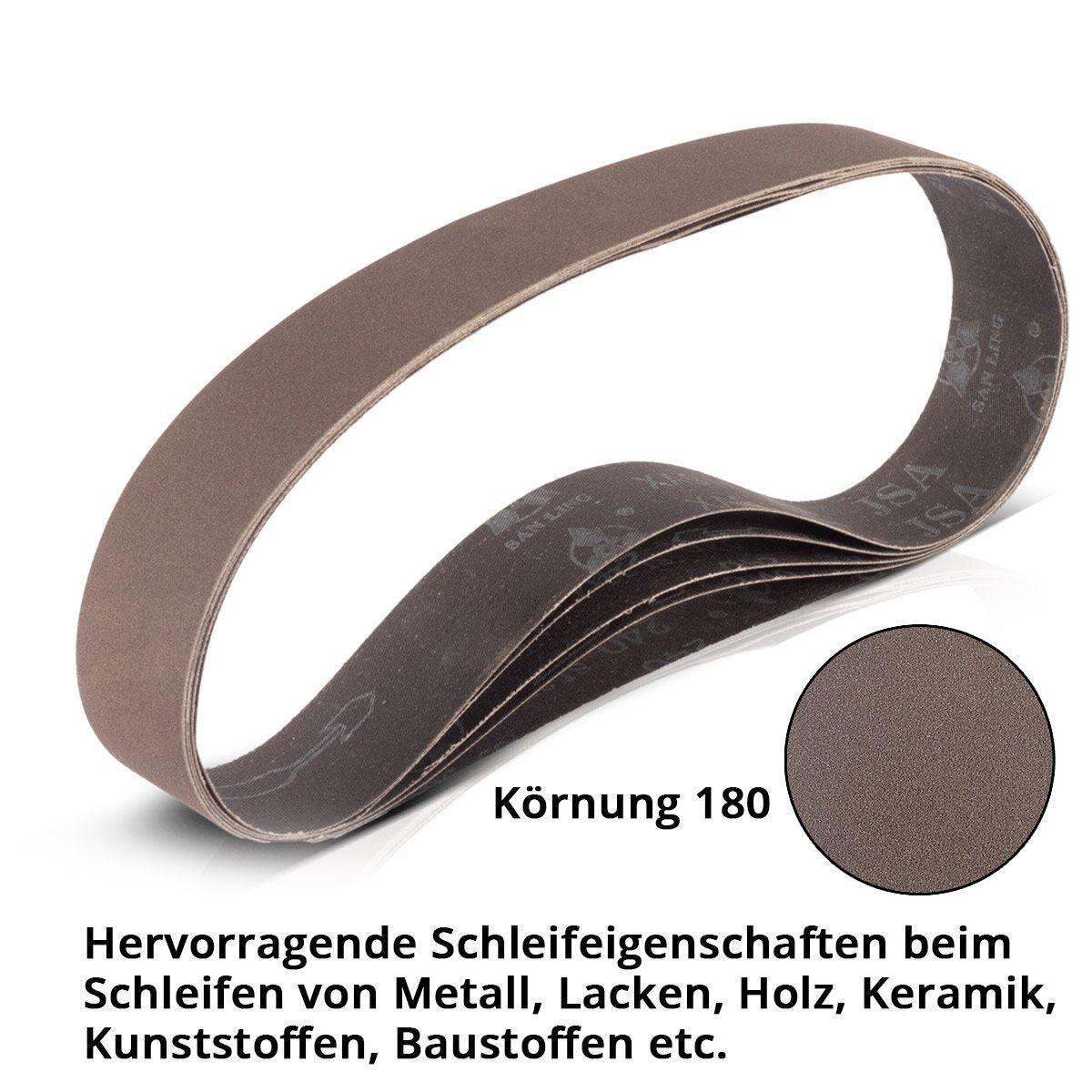 Steelwork grinding tape 5-Set with P180 grain size 40 x 760 mm universal sanding paper | Tissue grinding tapes | Grinding agent for pipe tape grinder, tape grinder and grinding devices