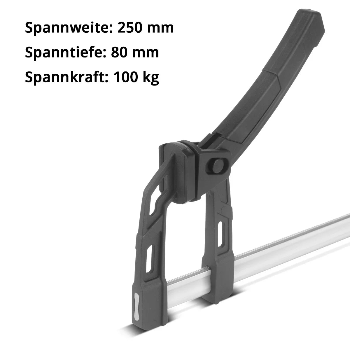 Steelwork 2er set lever clamp 80x250 mm | powerful clamping clamp with 100 kg of pressure power | Quick tensioner for precise fixing of workpieces | Stable clamp with span 250 mm, clamping depth 80 mm