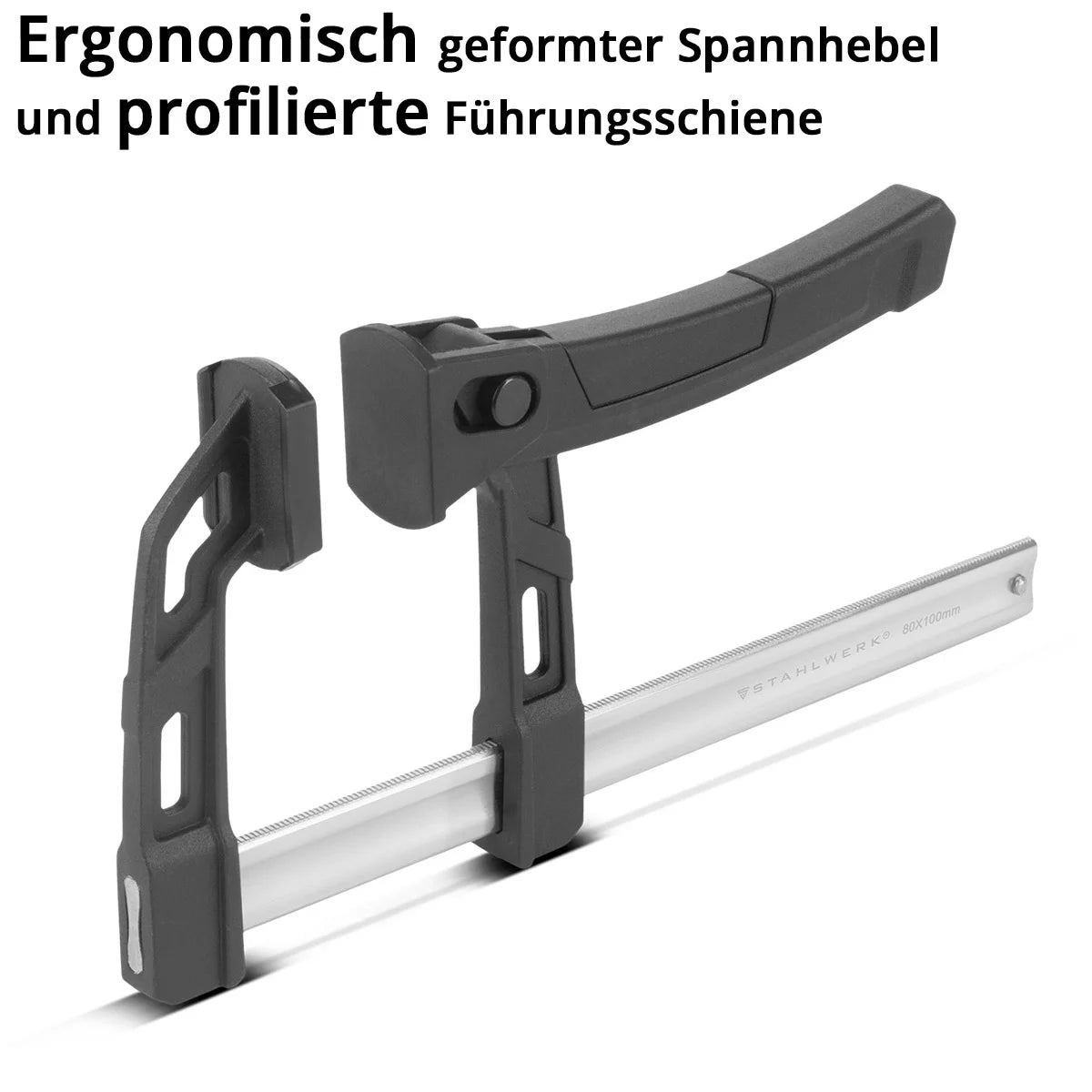 Steelwork 3 x lever clamp 80x100 mm | powerful clamping clamp with 100 kg of pressure power | Quick tensioner for precise fixing of workpieces | Stable compound with span 100 mm, clamping depth 80 mm