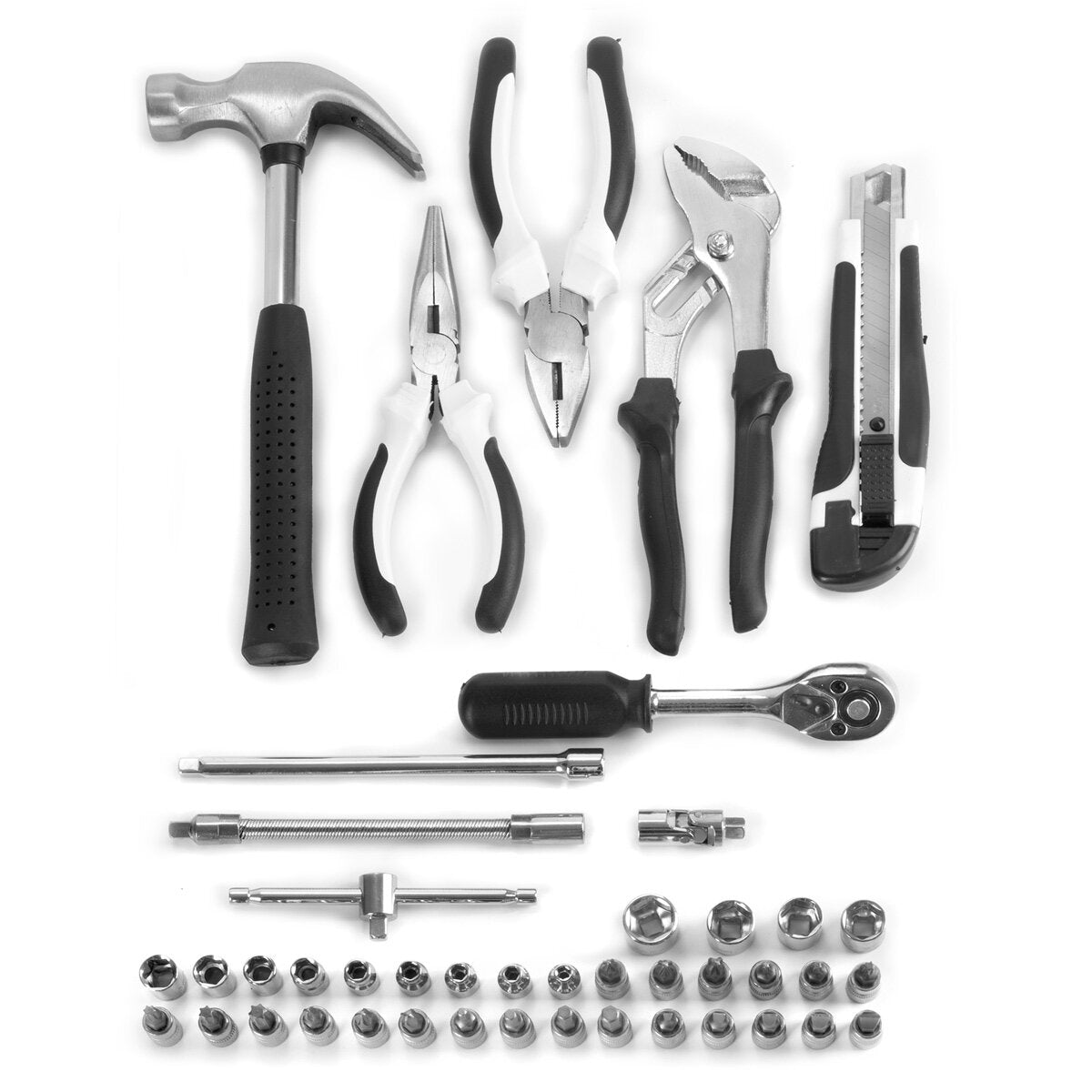 STAHLWERK Heimwerker Set HTS-109 ST Werkzeugkoffer | Tool Box | Werkzeugkasten mit 108-teiligem Werkzeug Set aus Schraubendrehern, Steckschlüsseln, Zangen, Hammer, Maßband, Bit-Set und Zubehör