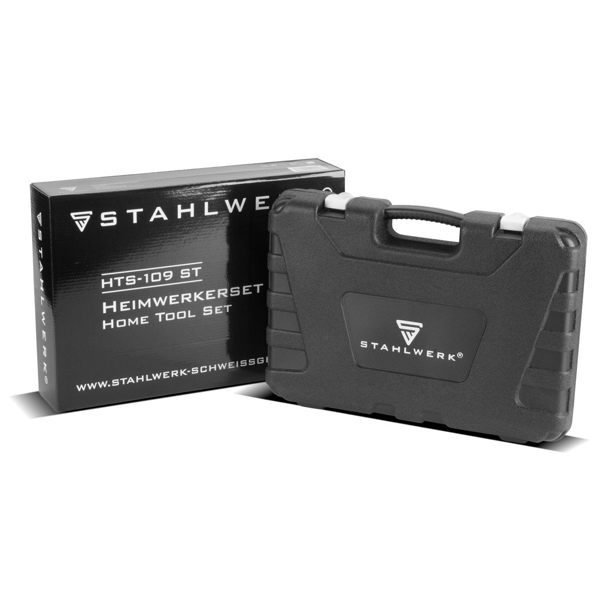 STAHLWERK Heimwerker Set HTS-109 ST Werkzeugkoffer | Tool Box | Werkzeugkasten mit 108-teiligem Werkzeug Set aus Schraubendrehern, Steckschlüsseln, Zangen, Hammer, Maßband, Bit-Set und Zubehör