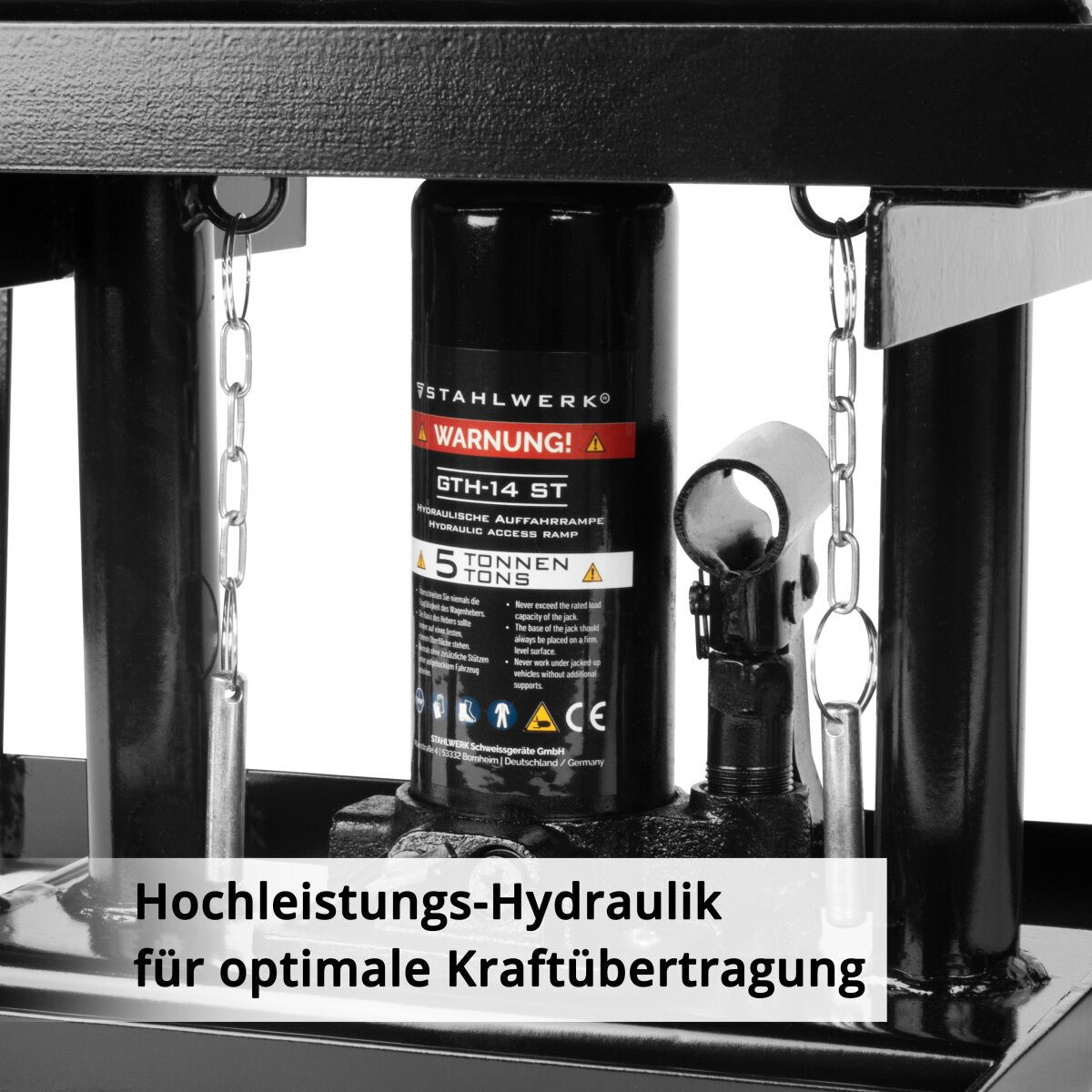 Rampe hydraulique de la rampe hydraulique en acier GTH-14 ST avec 5 tonnes de caractéristique de capacité d'élevage avec une prise | rampe de voiture ajustée en hauteur | Rampe de voiture | Voiture
