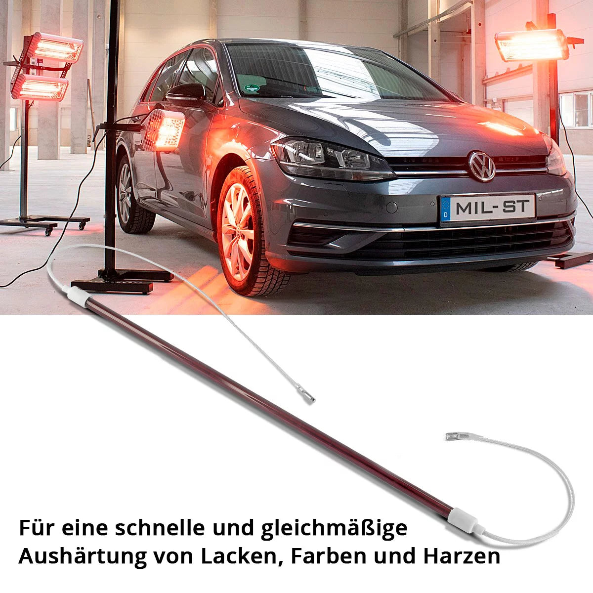 STAHLWERK IR-Leuchtmittel 1.300 W | 500 mm x Ø 12mm für Infrarot-Lacktrockner| Ersatzleuchte mit extrem hoher Standzeit für IR-Strahler | IR-Trockner | IR-Lampen | IR-Heizstrahler