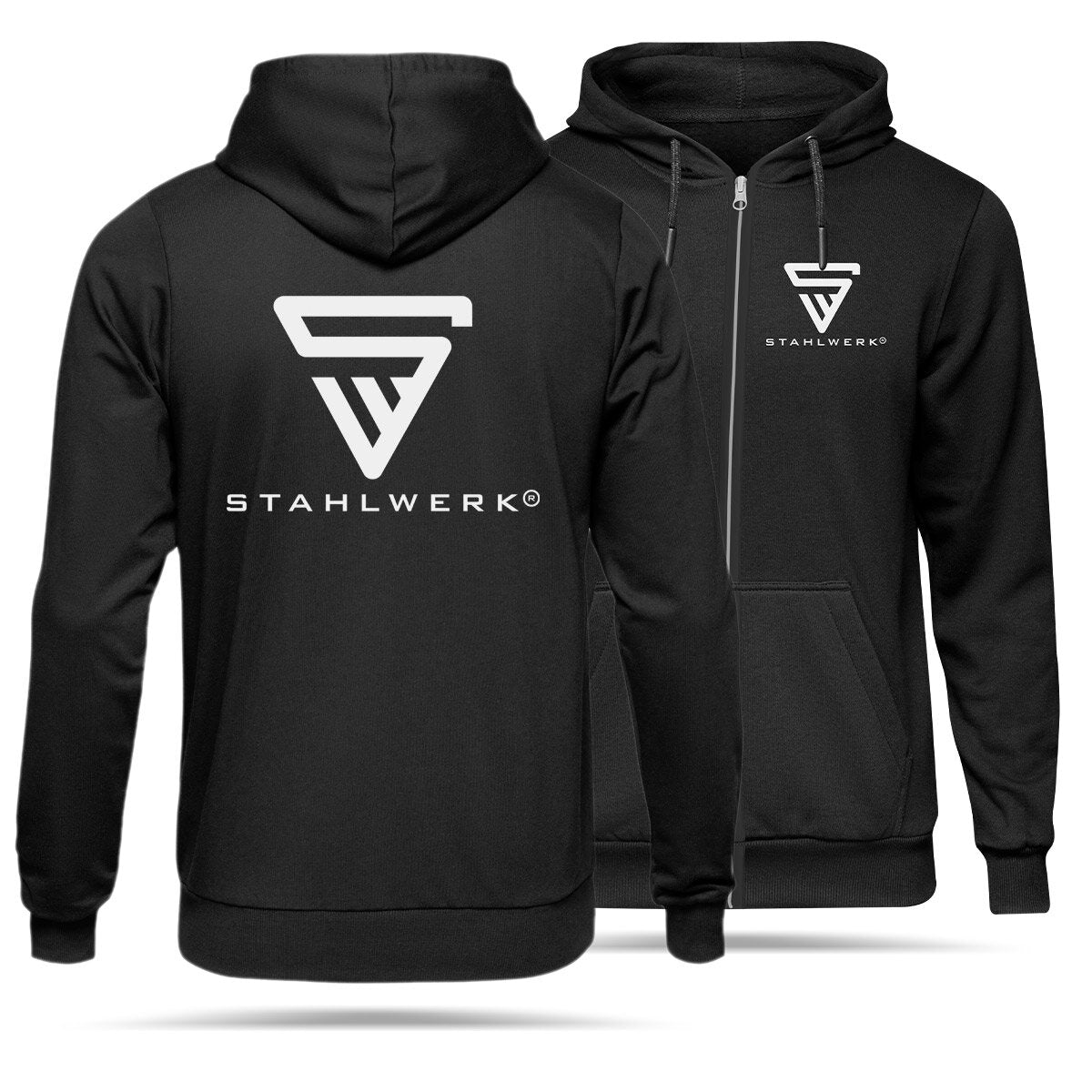 STAHLWERK Jogginganzug Schwarz Größe XL Tracksuit | Jogger | Trainingsanzug | Sportanzug | Sweatanzug | Fitnessanzug mit Hoodie und Jogginghose