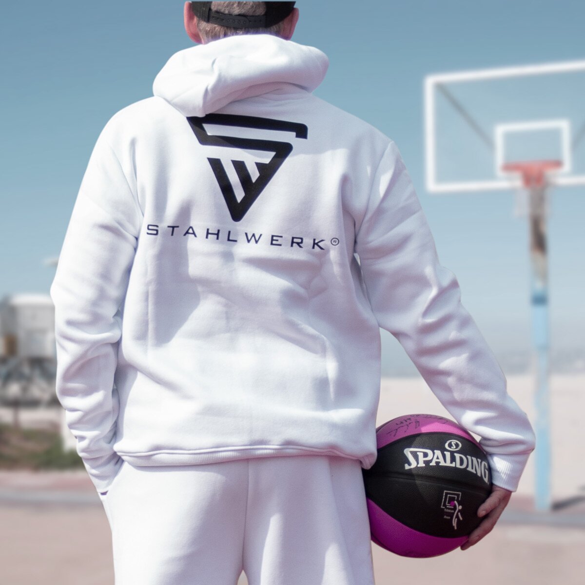 Steelworks Jogging Suit White Taille L Tracksuit Suit de piste | Jogger | Suite de formation | Suite de sport | Transpiration | Costume de fitness avec sweat à capuche et pantalon de jogging