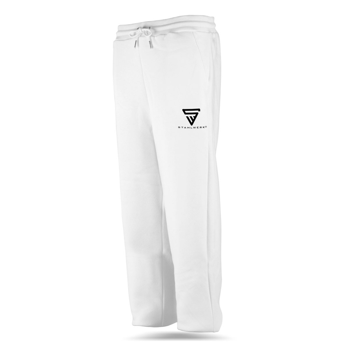 Pantalones de trote de acero Tamaño blanco XL Pantalones deportivos | Jogger | Pantalones de entrenamiento | Sweatose | Pantalones de chándal con una impresión del logotipo de 70% de algodón y 30% de poliéster